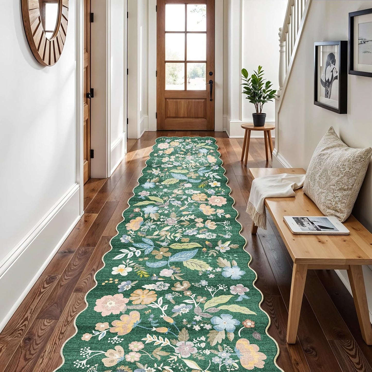 3x15 Hallway Runner Rug: Non Slip Floral Carpet for Home