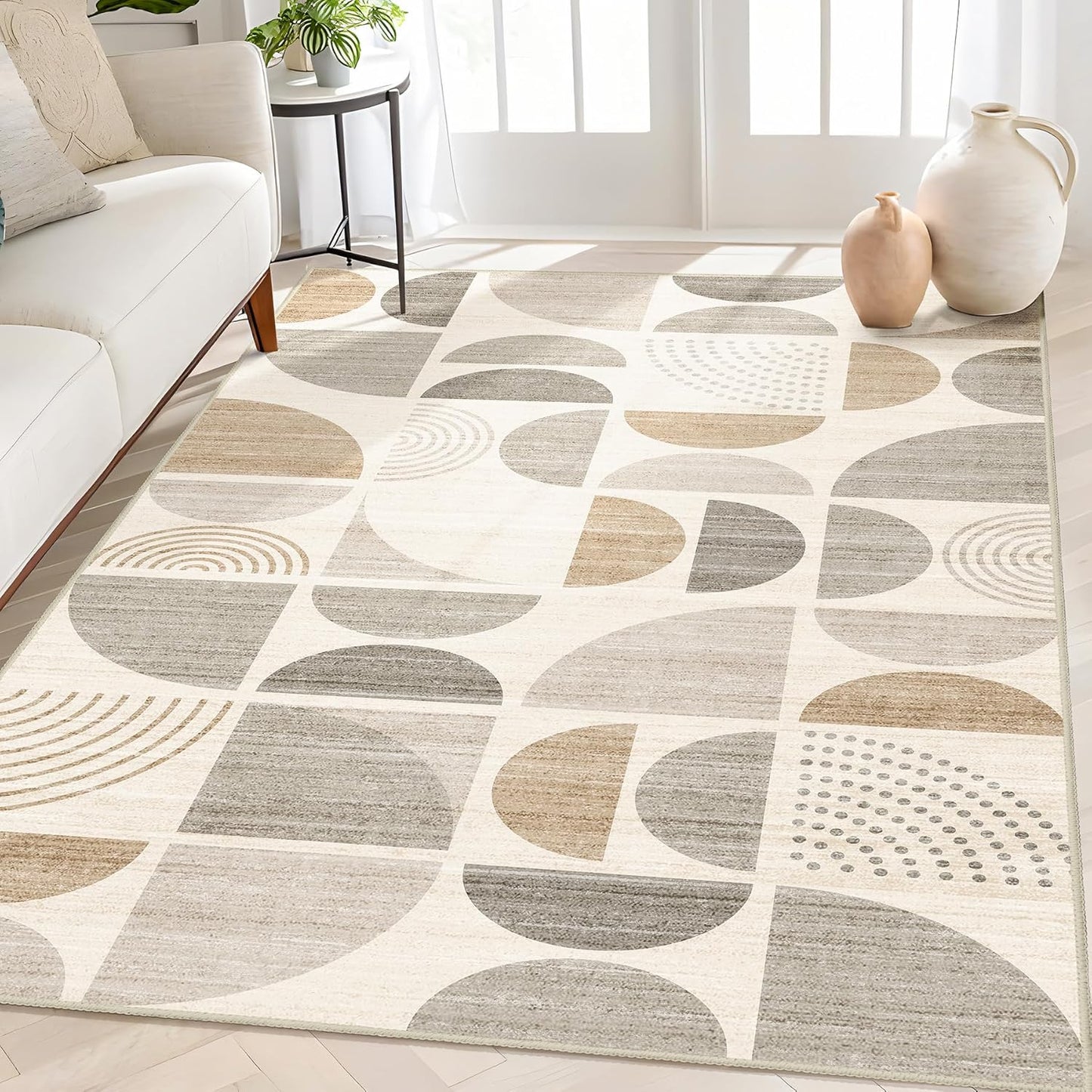 MUJOO Boho Rug Washable 4x6.5 Area Rug for Living Room