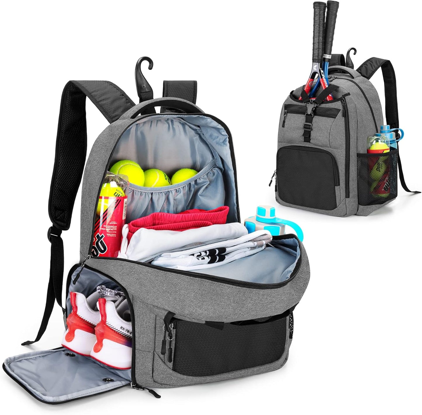 DSLEAF Tennis Bag for 2 Rackets with Shoe Compartment Design