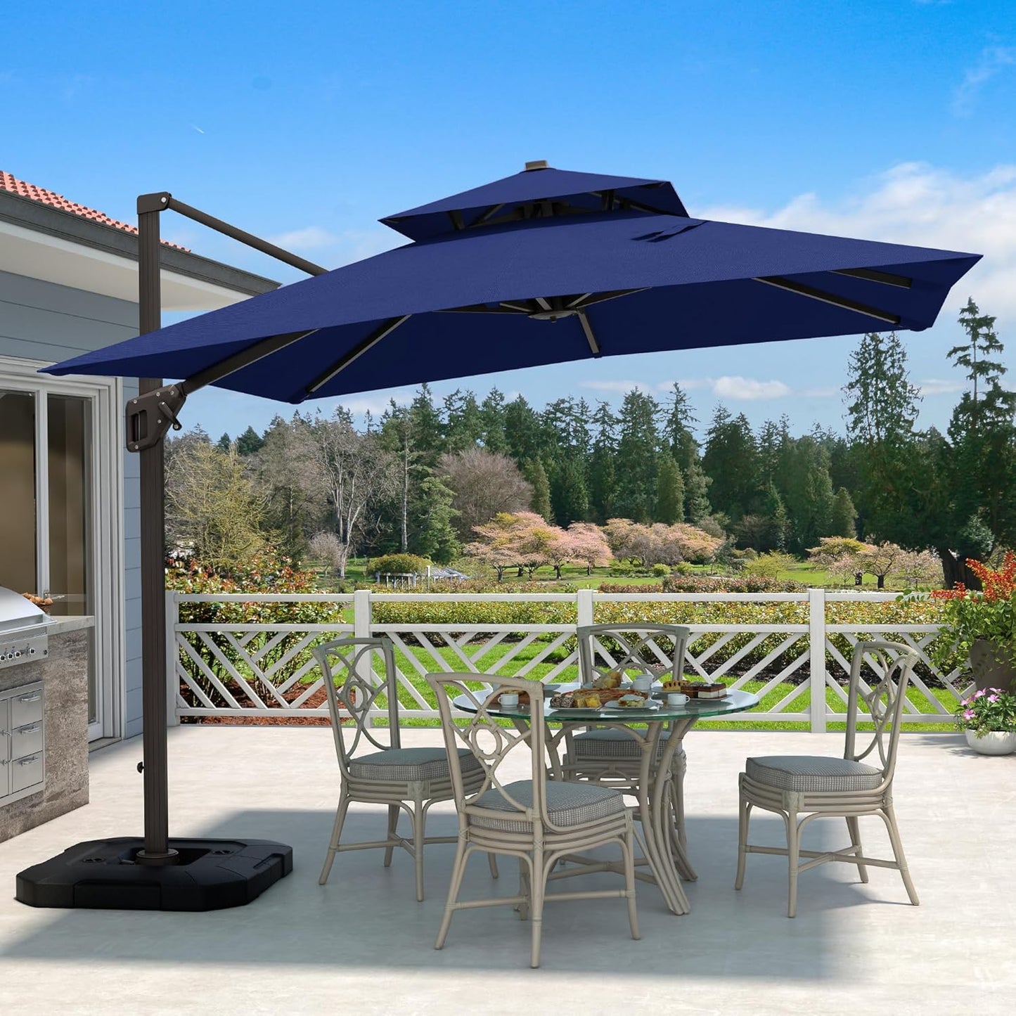10ft X 10ft Heavy Duty Cantilever Patio Umbrella for Outdoor Use