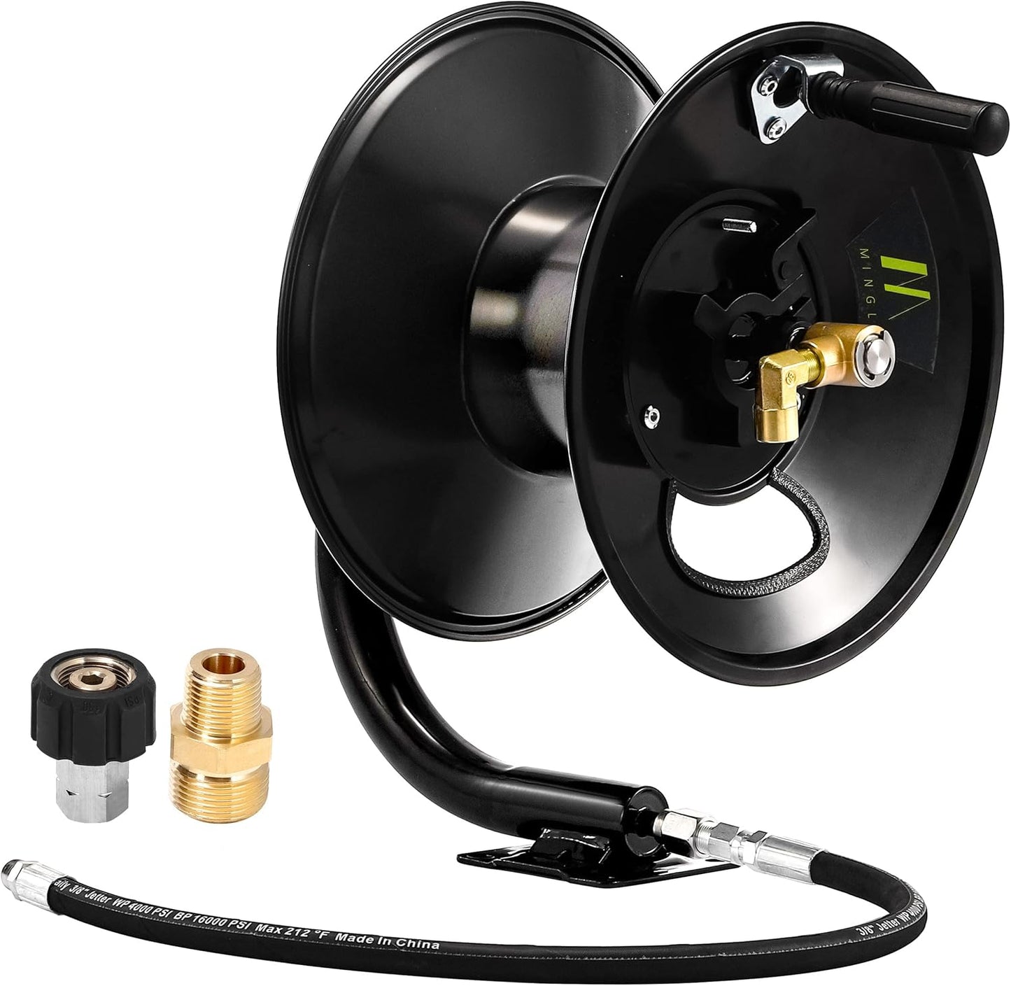 M MINGLE Pressure Washer Hose Reel 100ft for Heavy Duty Use