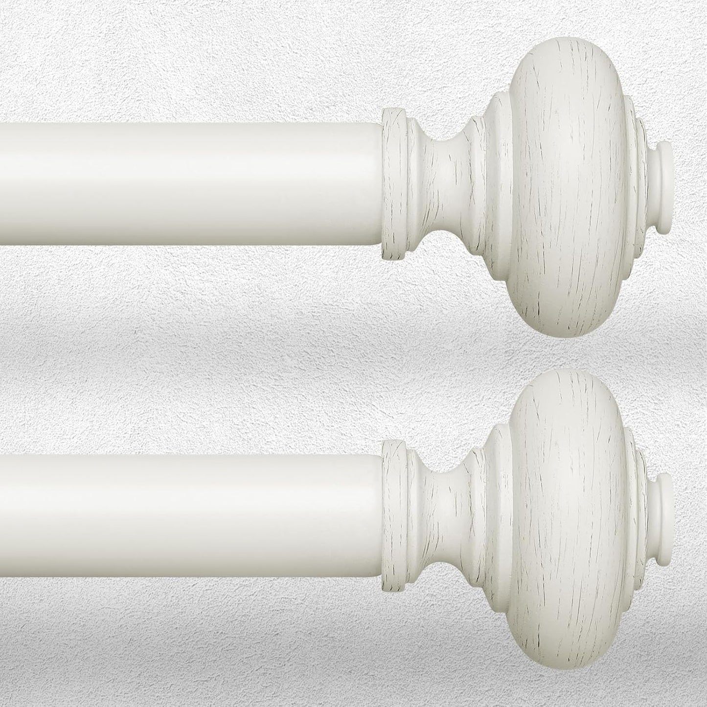 Antique White Curtain Rods for Windows 30 to 56 Inch - 2 Pack