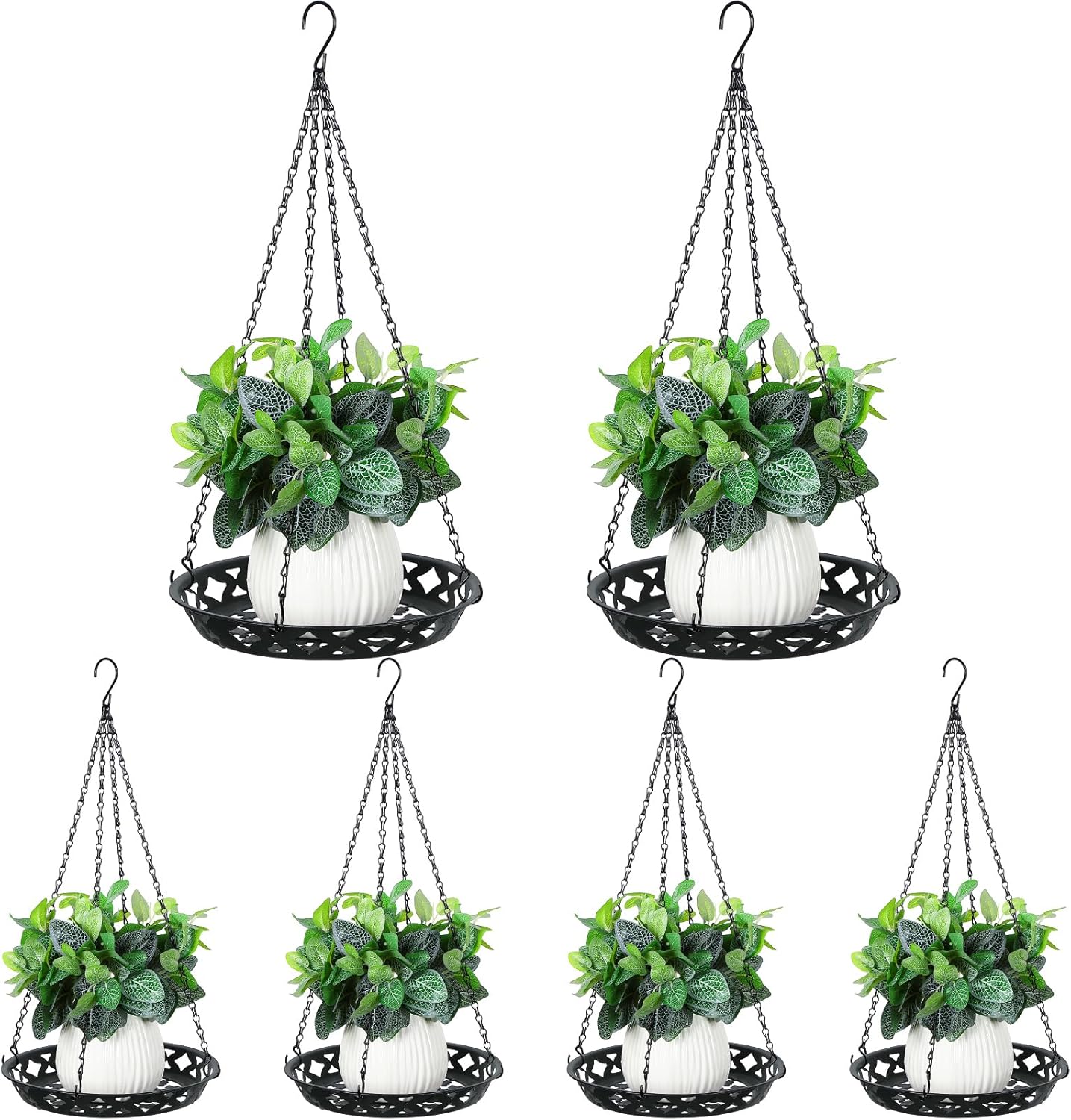 Enhon 6 Pack Metal Hanging Planter for Indoor Outdoor Use