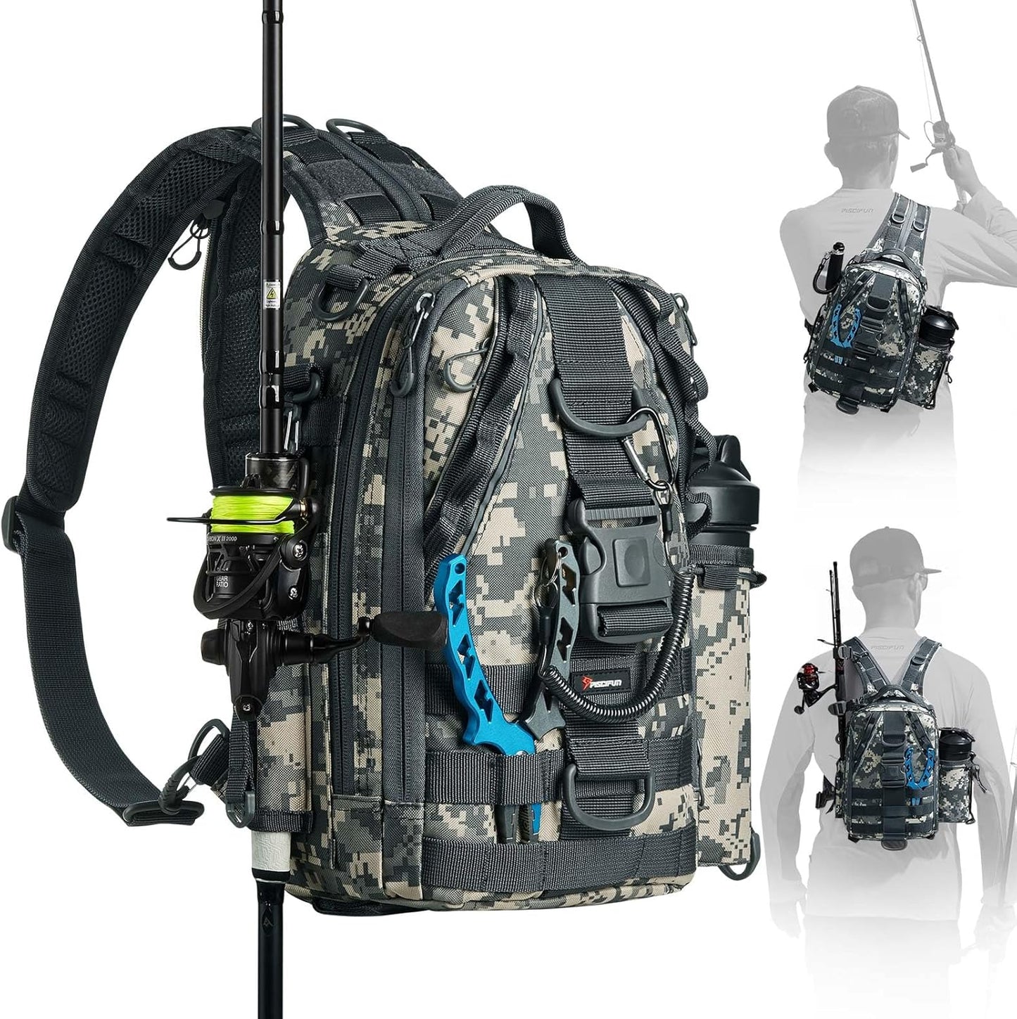 Piscifun Fishing Backpack: Rod & Gear Holder, Water-Resistant