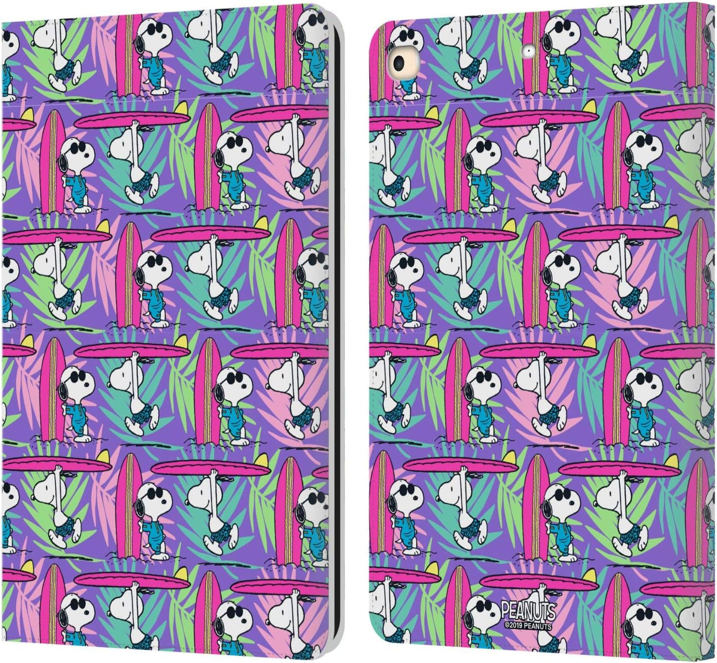 Peanuts Surf Pattern Snoopy Aloha Disco Leather Wallet Case