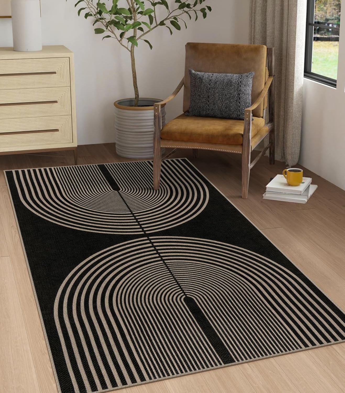 Easy Jute Rainbow Area Rug for Modern Boho Home Decor
