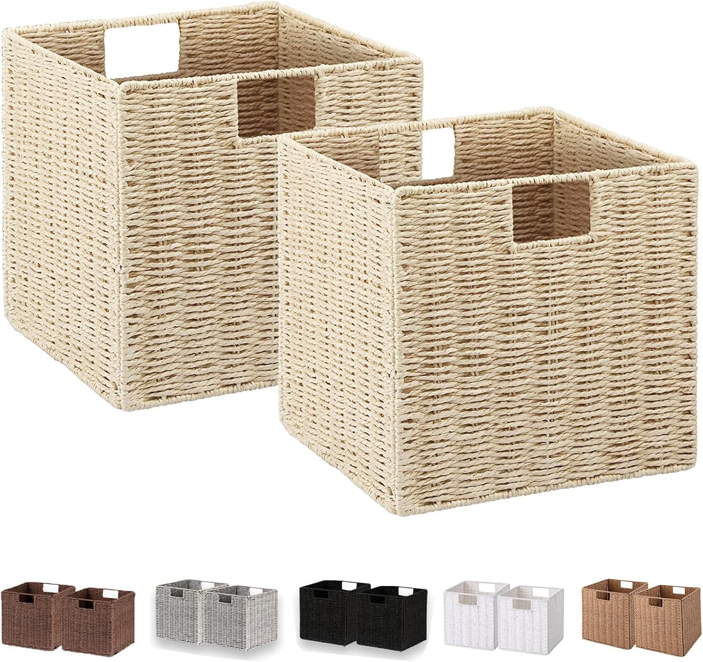 Vagusicc Wicker Storage Basket Set of 2 for Home Organization