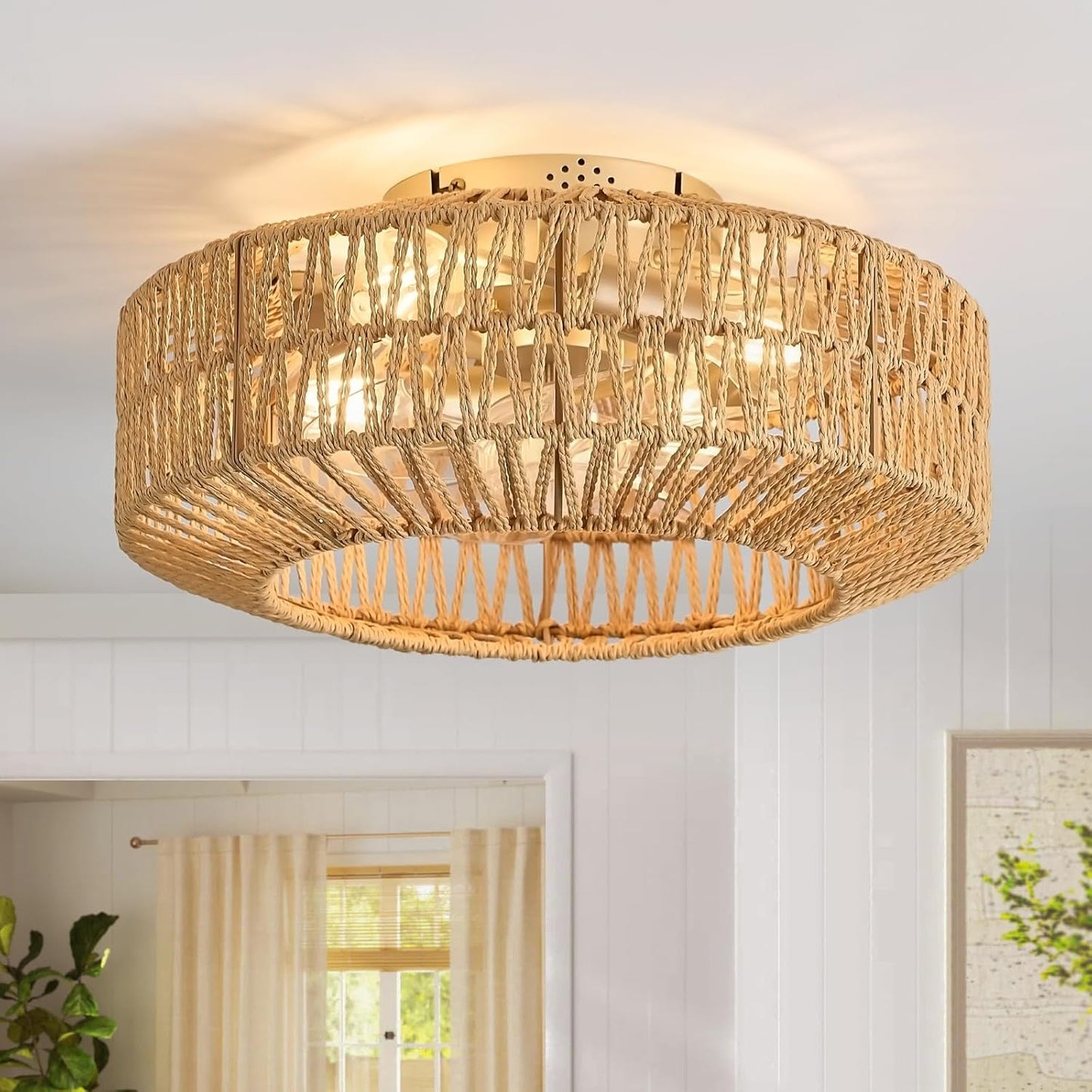 Boho Ceiling Fan with Light and Remote for Cozy Spaces