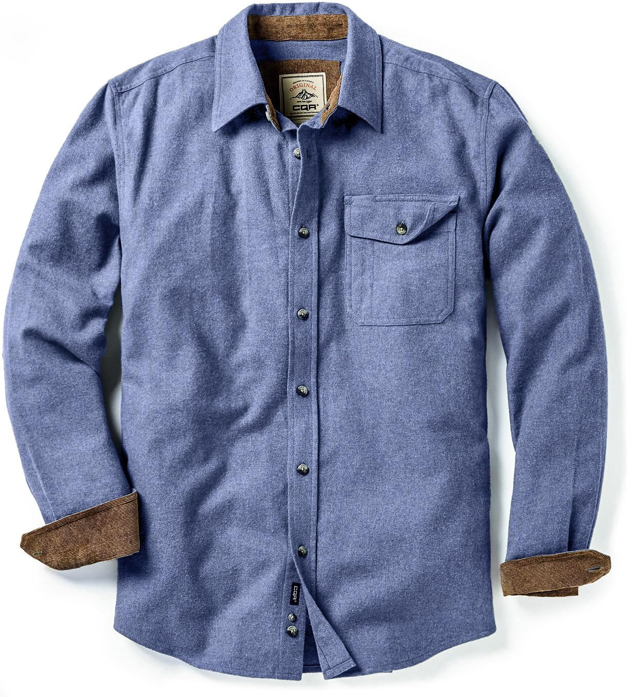 CQR Men's 100% Cotton Flannel Shirts for Casual Outdoor Wear