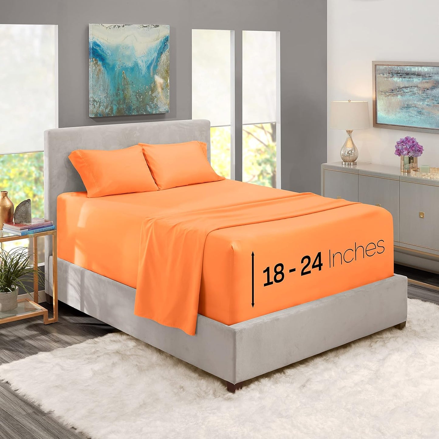 California King Size Sheet Set with Extra Deep Pockets for Comfort
