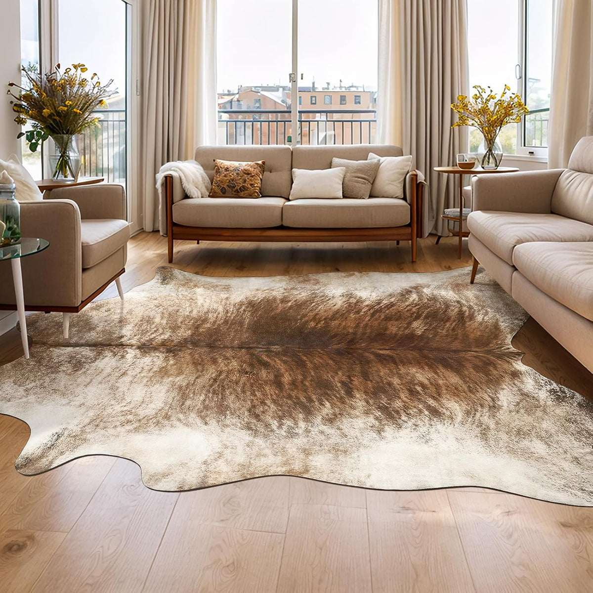 Faux Cowhide Area Rugs for Living Room and Bedroom Decor