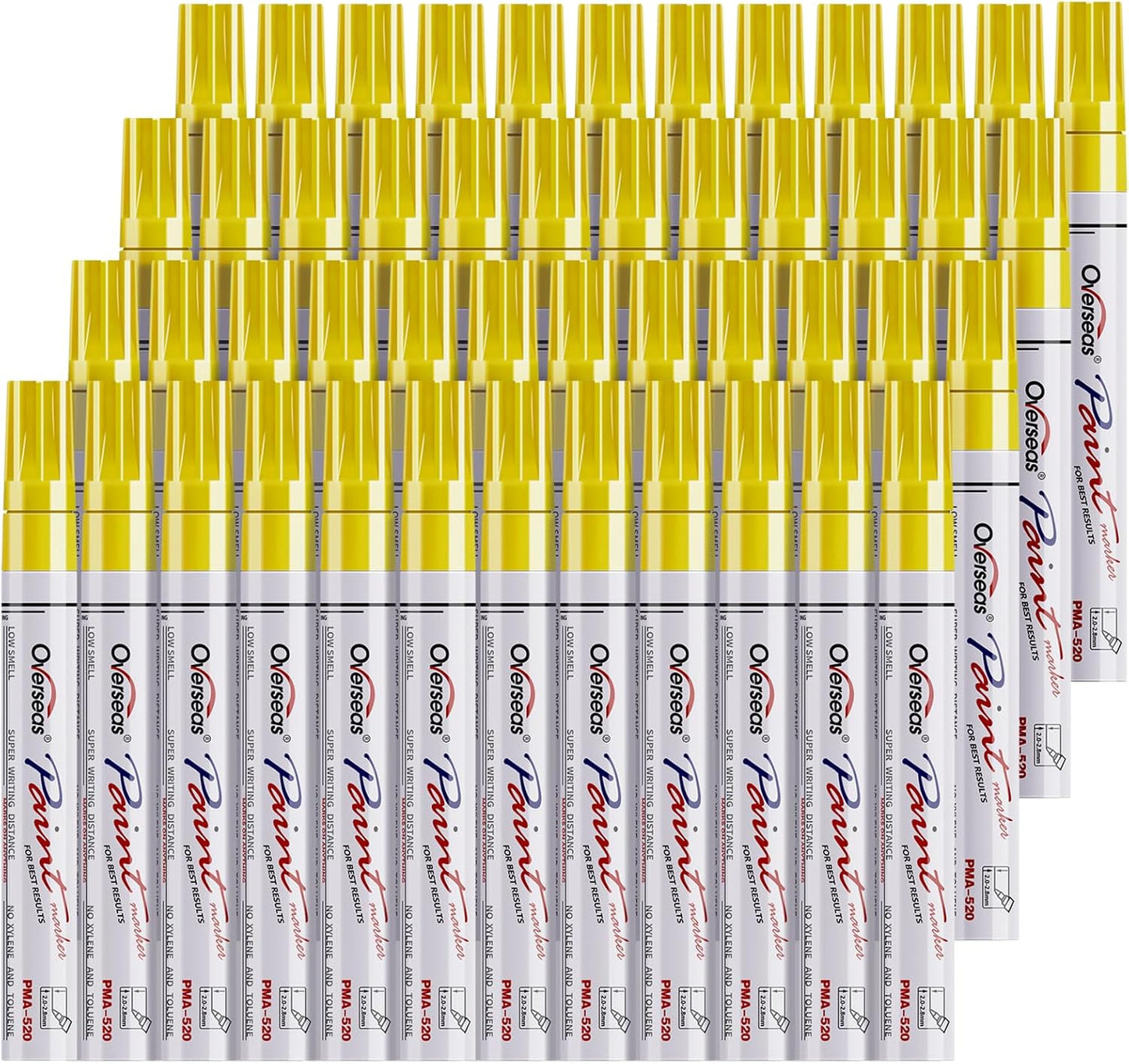Overseas 48 Yellow Paint Pens Set for Multiple Surfaces Use