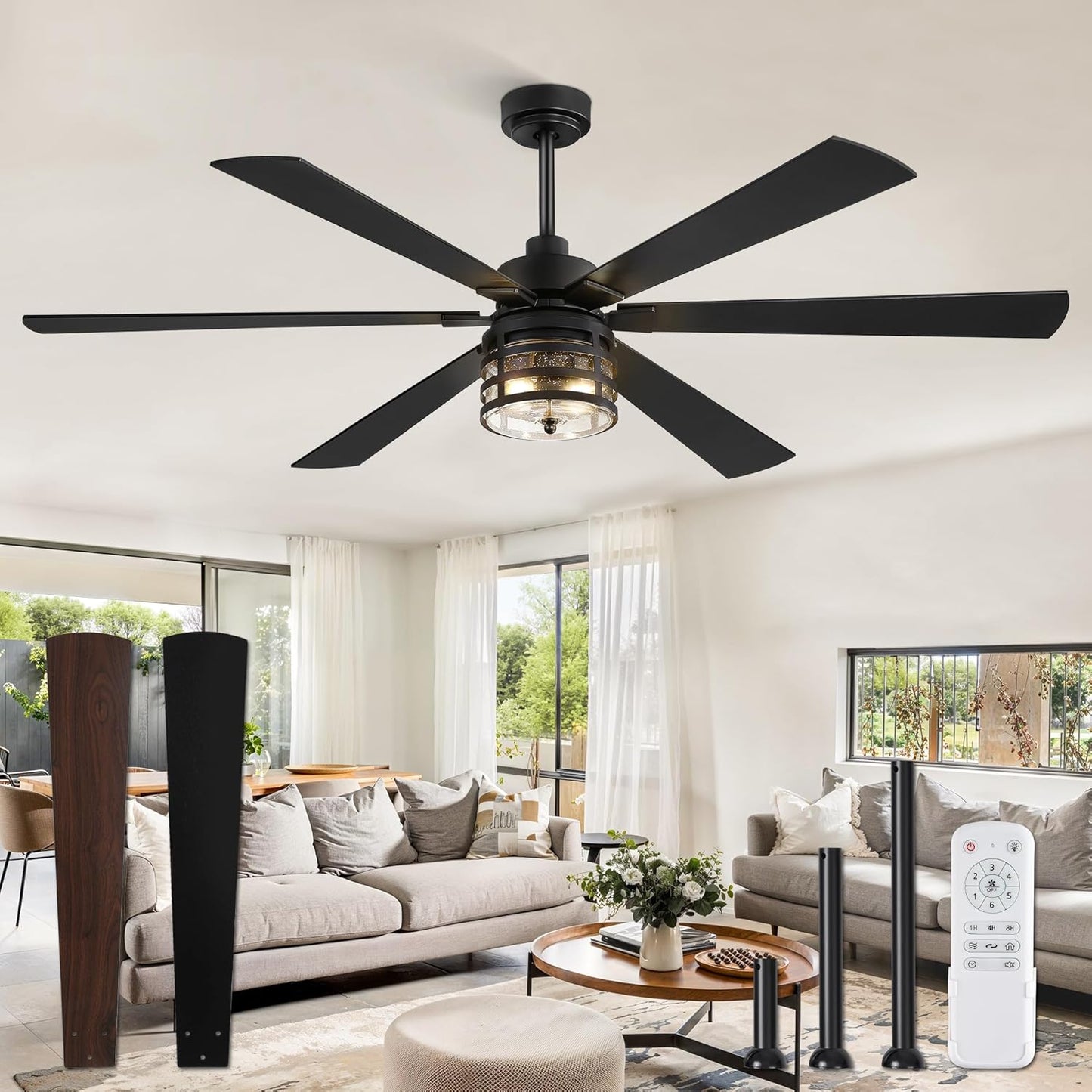 Fanbulous 65 Farmhouse Ceiling Fans with Lights and Remote Control