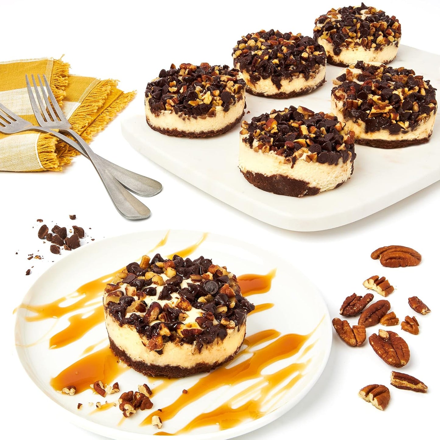 David's Cookies Turtle Chocolate Pecan Mini Cheesecakes 6pcs