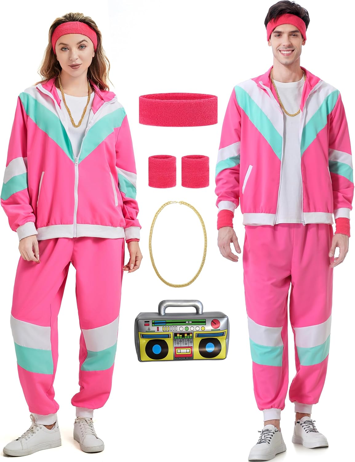 80s Tracksuit for Men Women Retro Windbreaker Outfit Set