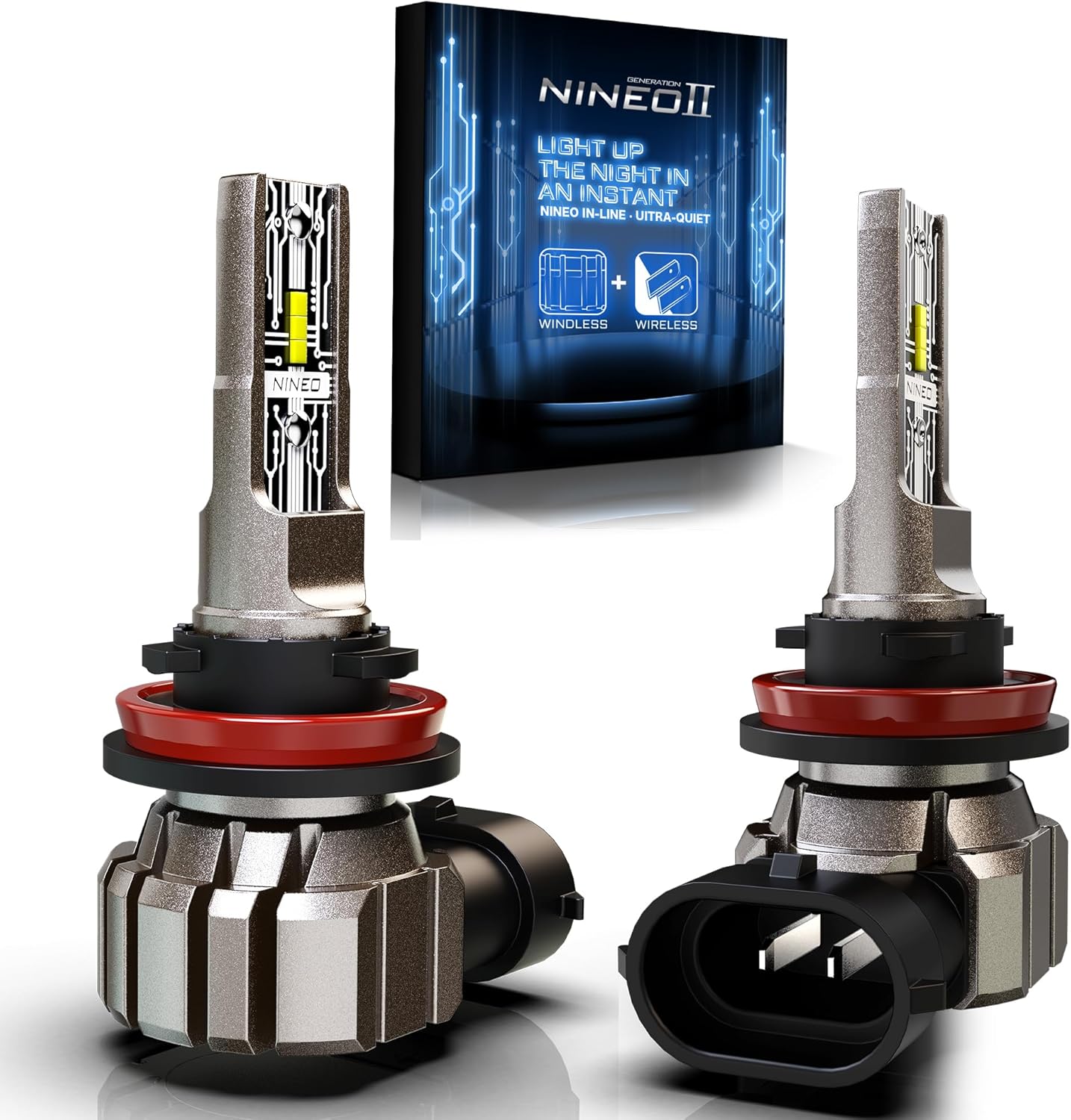 NINEO H-9 Fog Light Bulbs 6500K Cool White Wireless Pack of 2