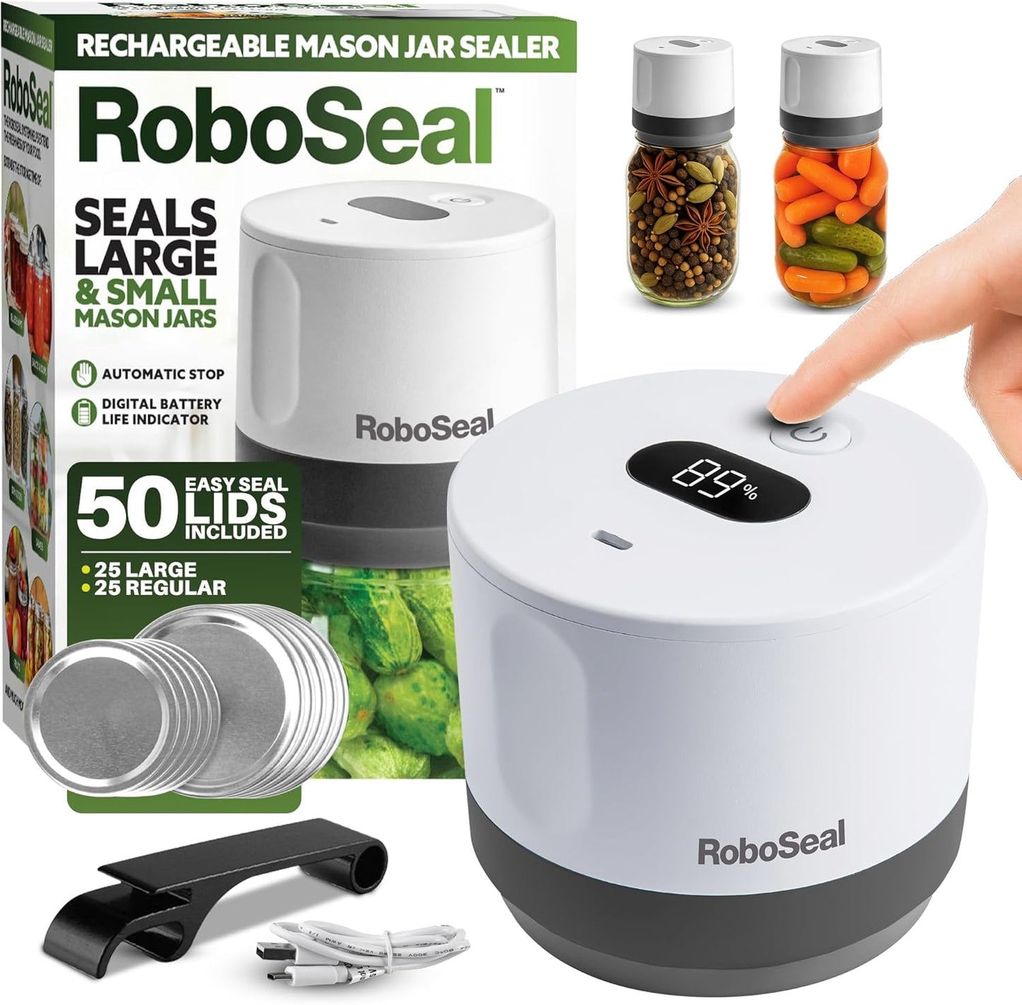 RoboSeal Rechargeable Mason Jar Vacuum Sealer by EMSON