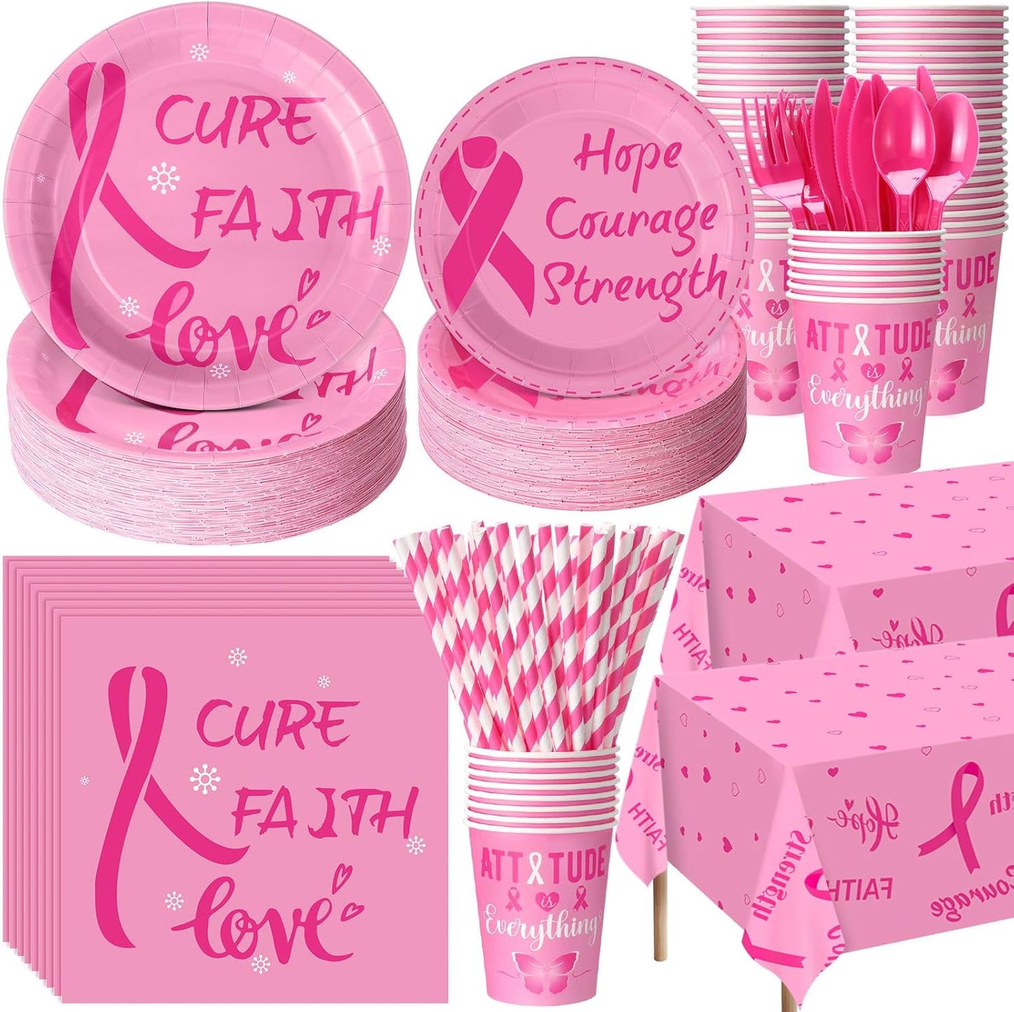 452 Pcs Breast Cancer Party Decorations for Awareness Events