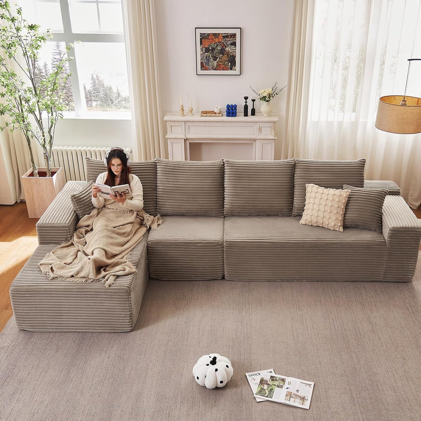 135 Cloud Sectional Couch with L-Shape Chaise for Comfort