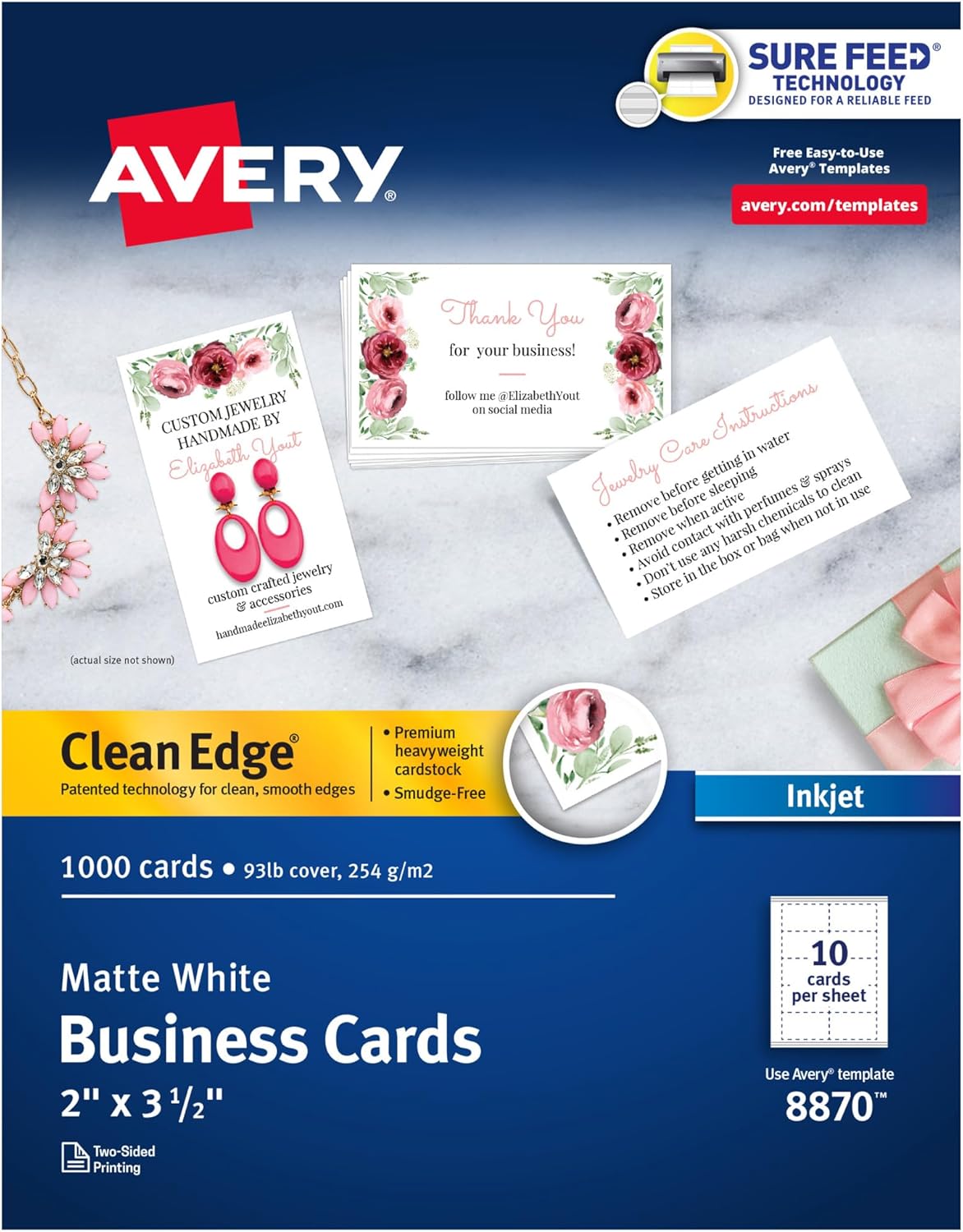 Avery Clean Edge Printable Business Cards for Inkjet Printers