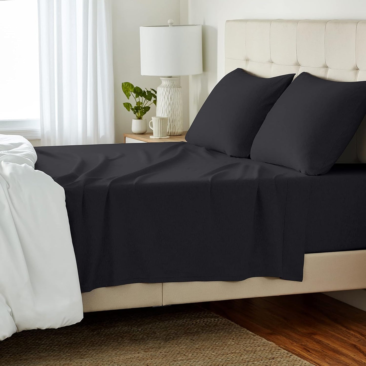 Queen Bed Sheet Set 100% Cotton Jersey Soft and Durable