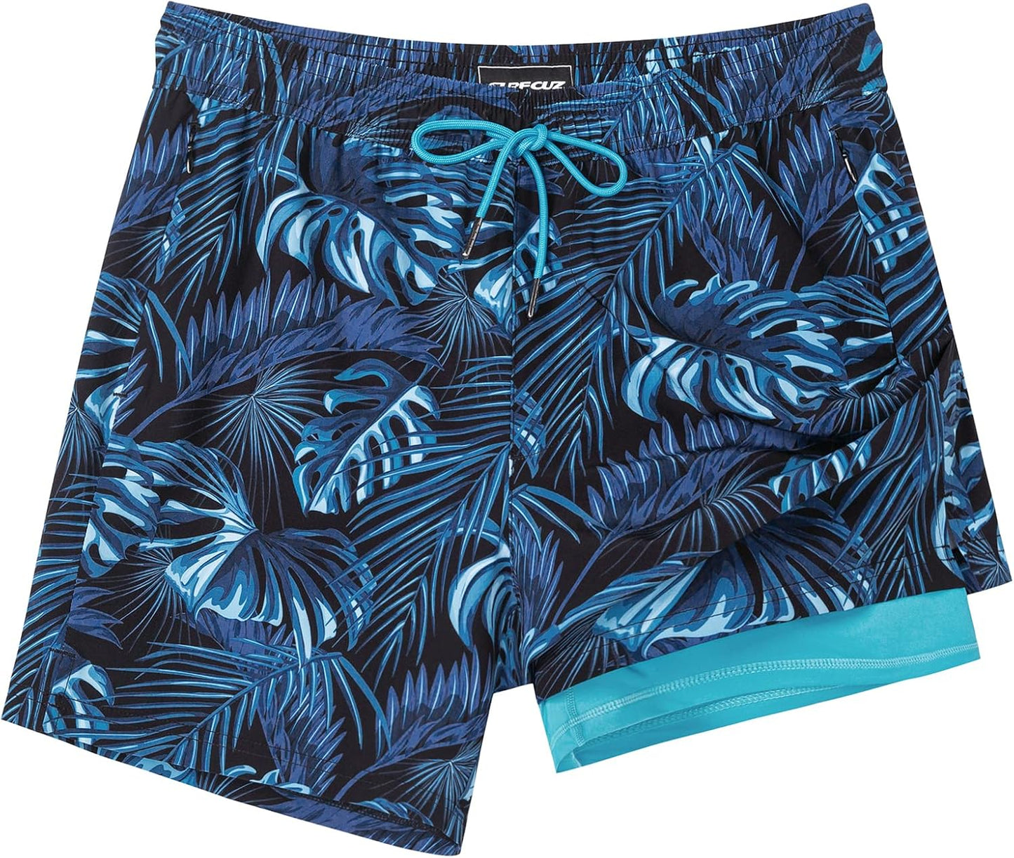 Quick Dry 5 Inch Mens Swim Trunks with Compression Liner