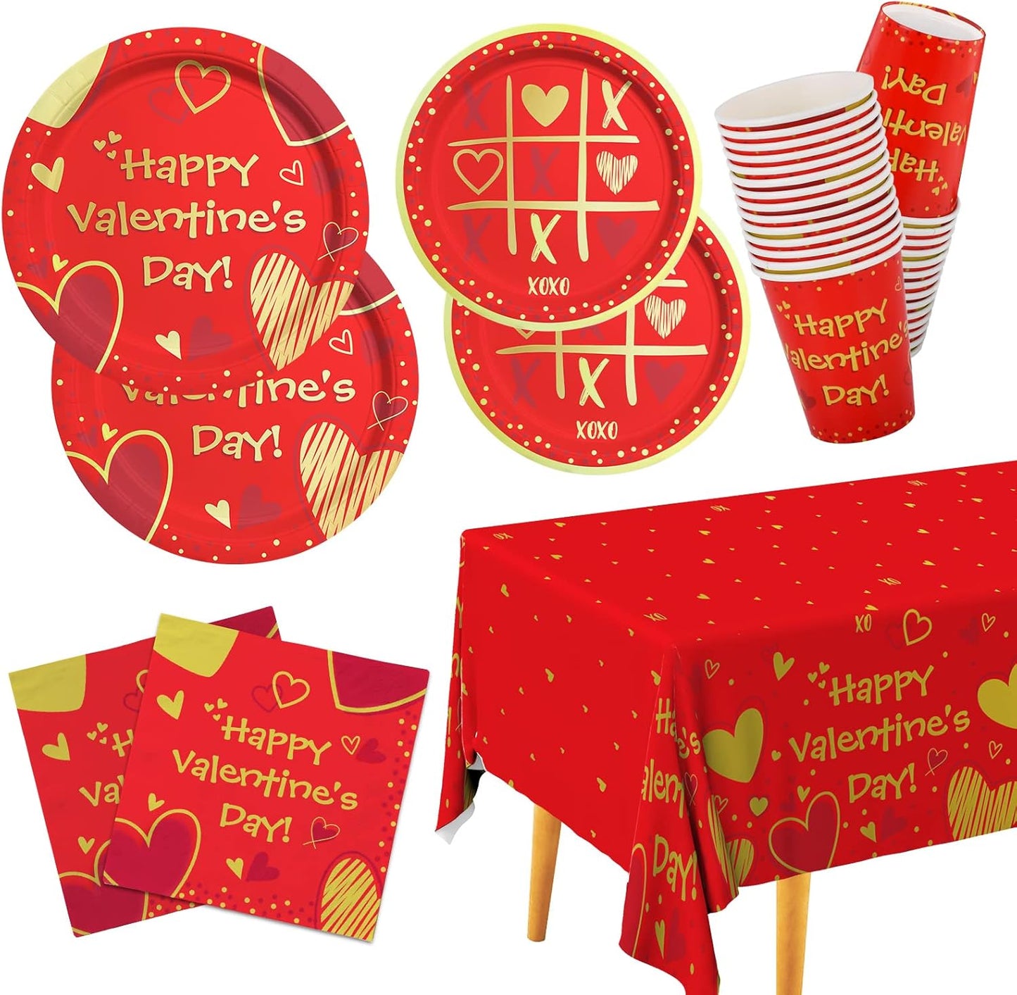 Valentine's Day Party Supplies Red Heart Love Disposable Tableware