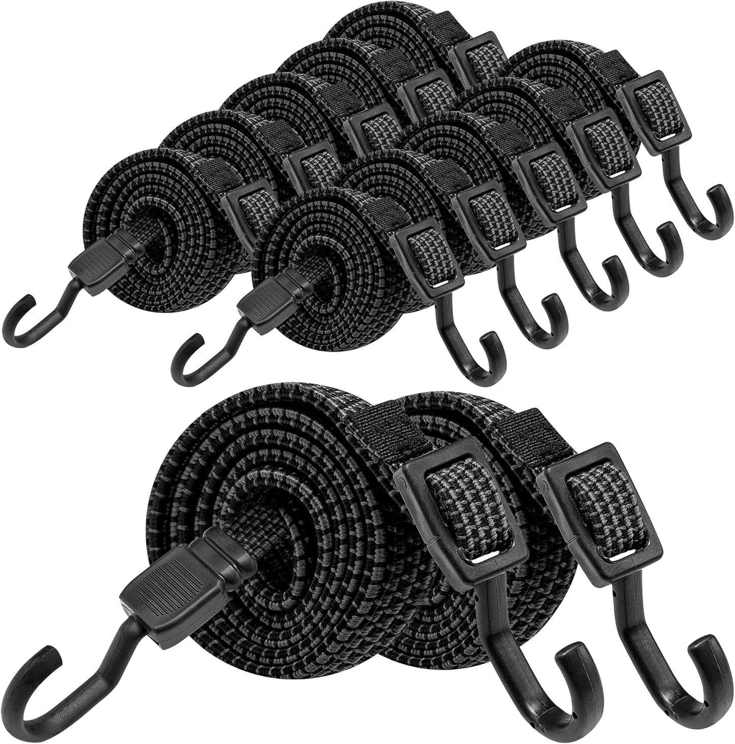 12 Pack Heavy Duty Adjustable Bungee Cords - Rugtol