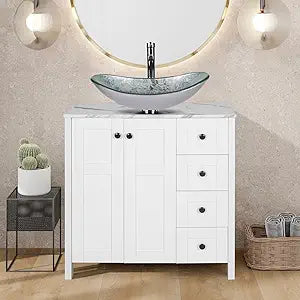 Puluomis 32-Inch White Traditional Bathroom Vanity Set Review