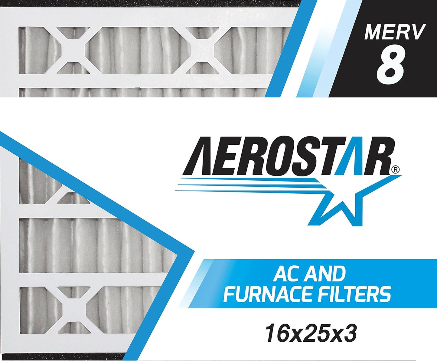 Aerostar 16x25x3 MERV 8 Filters for HVAC and Air Conditioning