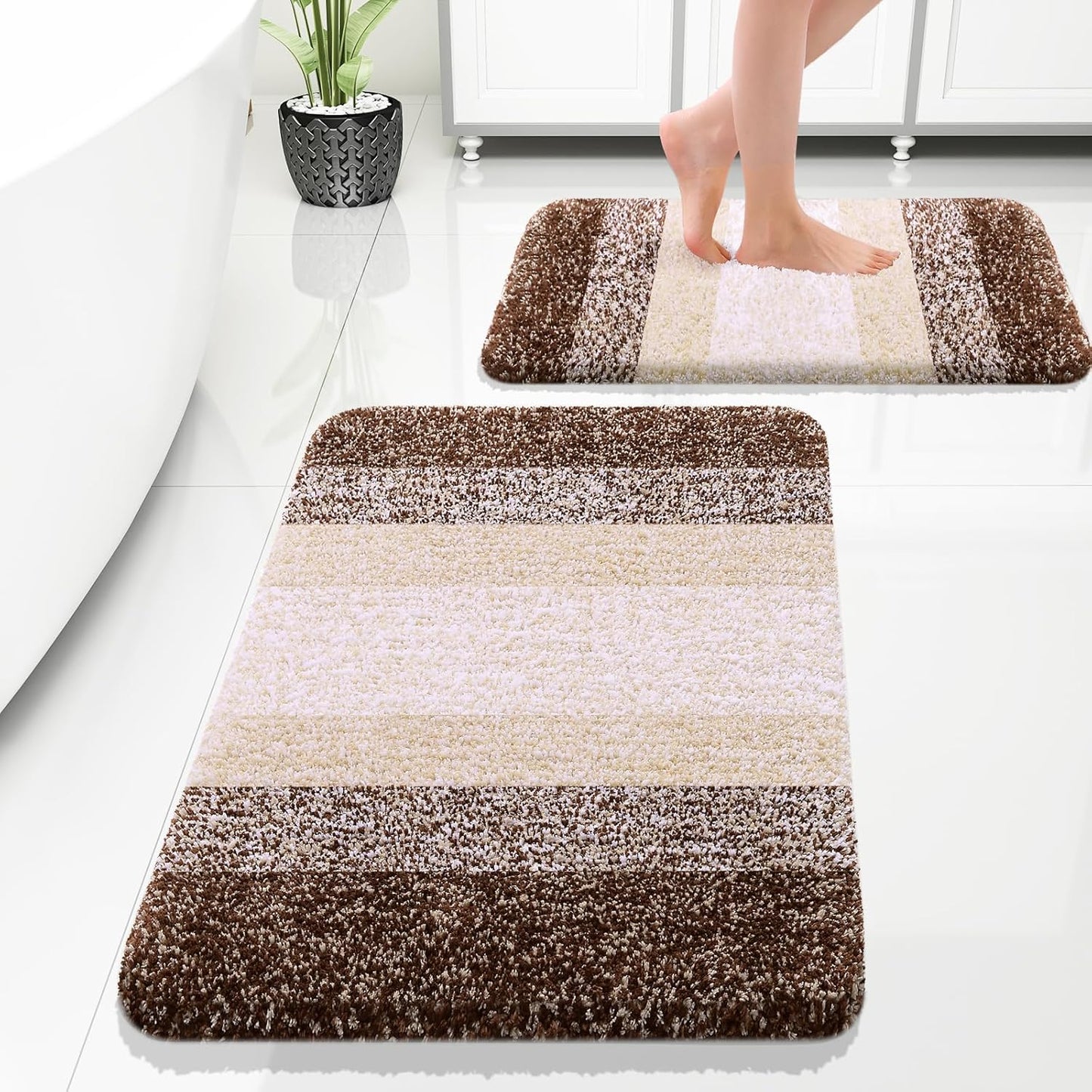 OLANLY Bathroom Rug Set - Soft Absorbent Microfiber Mats