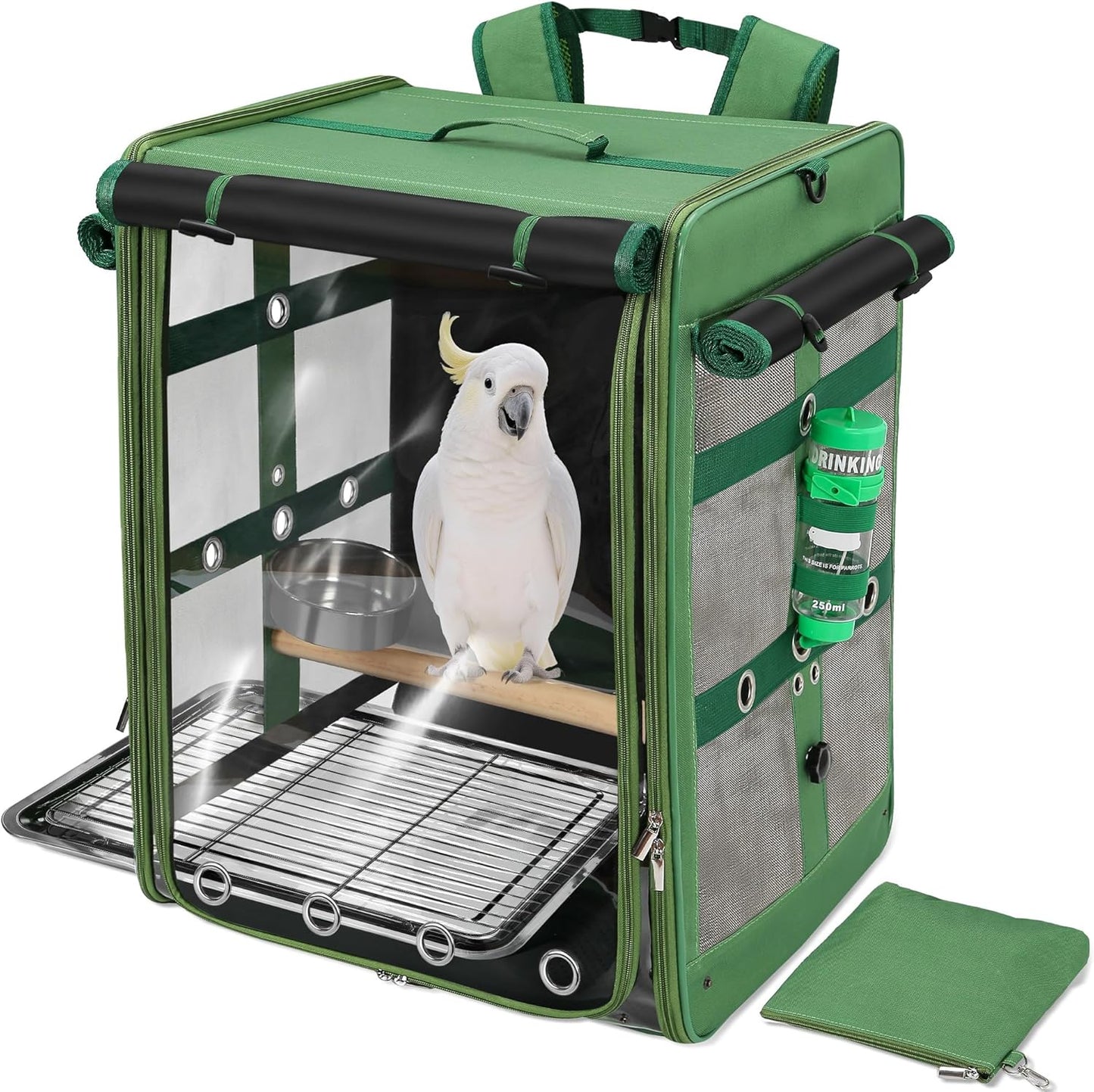 Suertree Bird Carrier Travel Cage for Large Birds - X-Large Green