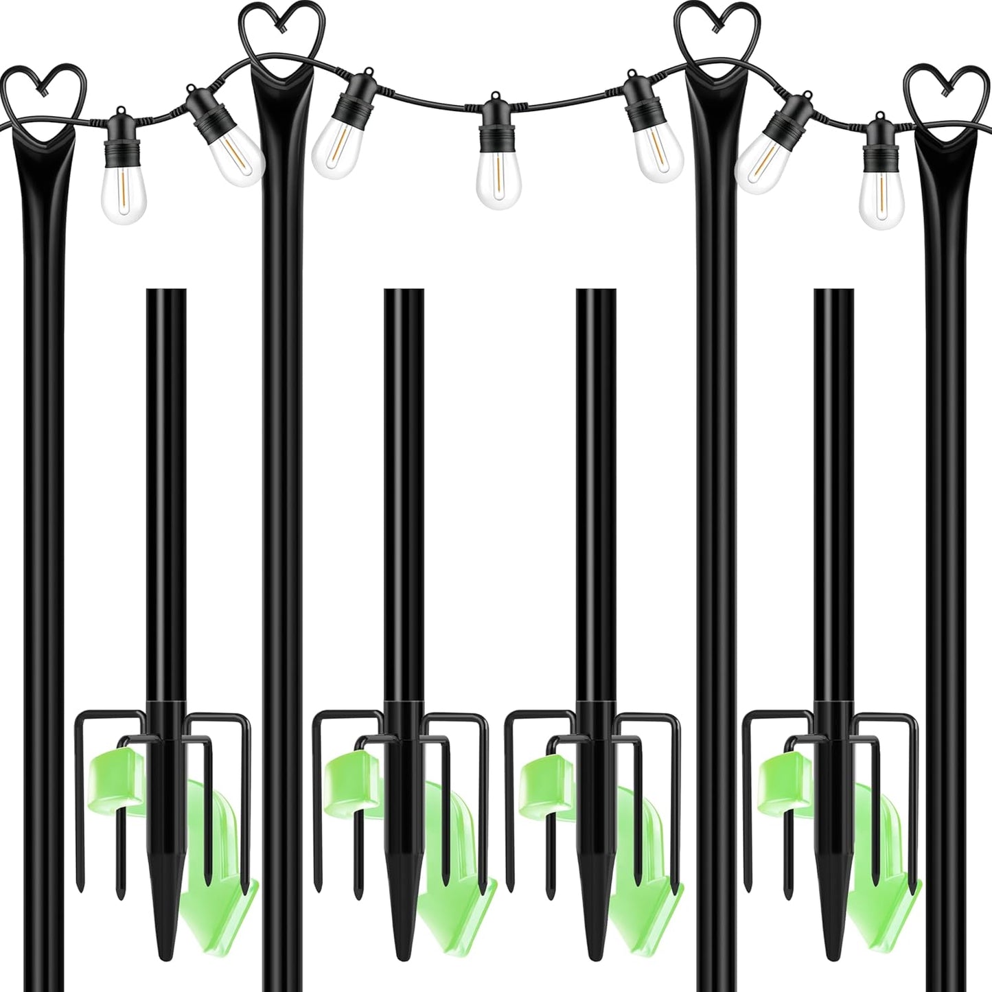 XDW-GIFTS String Light Poles for Outdoor Use, 4 Pack 9.8 FT