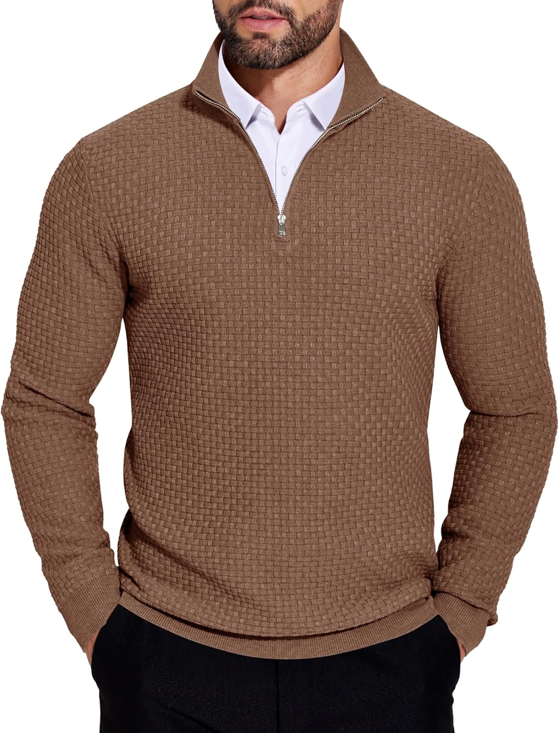 COOFANDY Men's Quarter Zip Sweaters for Stylish Winter Wear