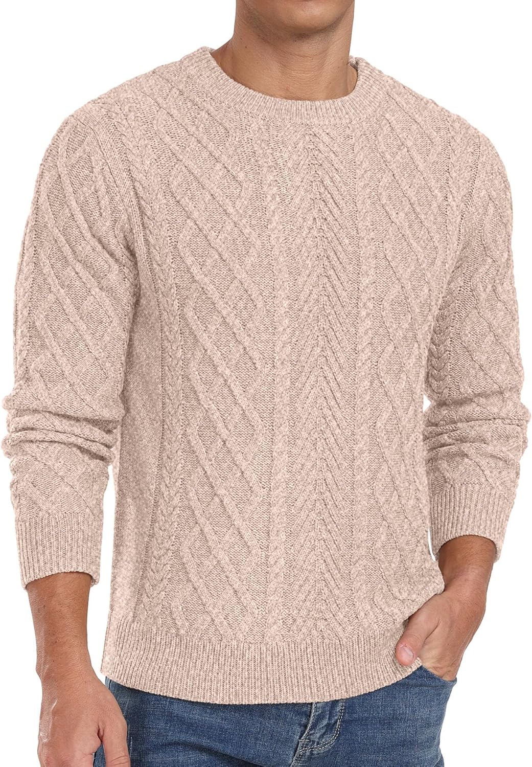 Askdeer Men's Pullover Sweater - Classic Fisherman Knit Style