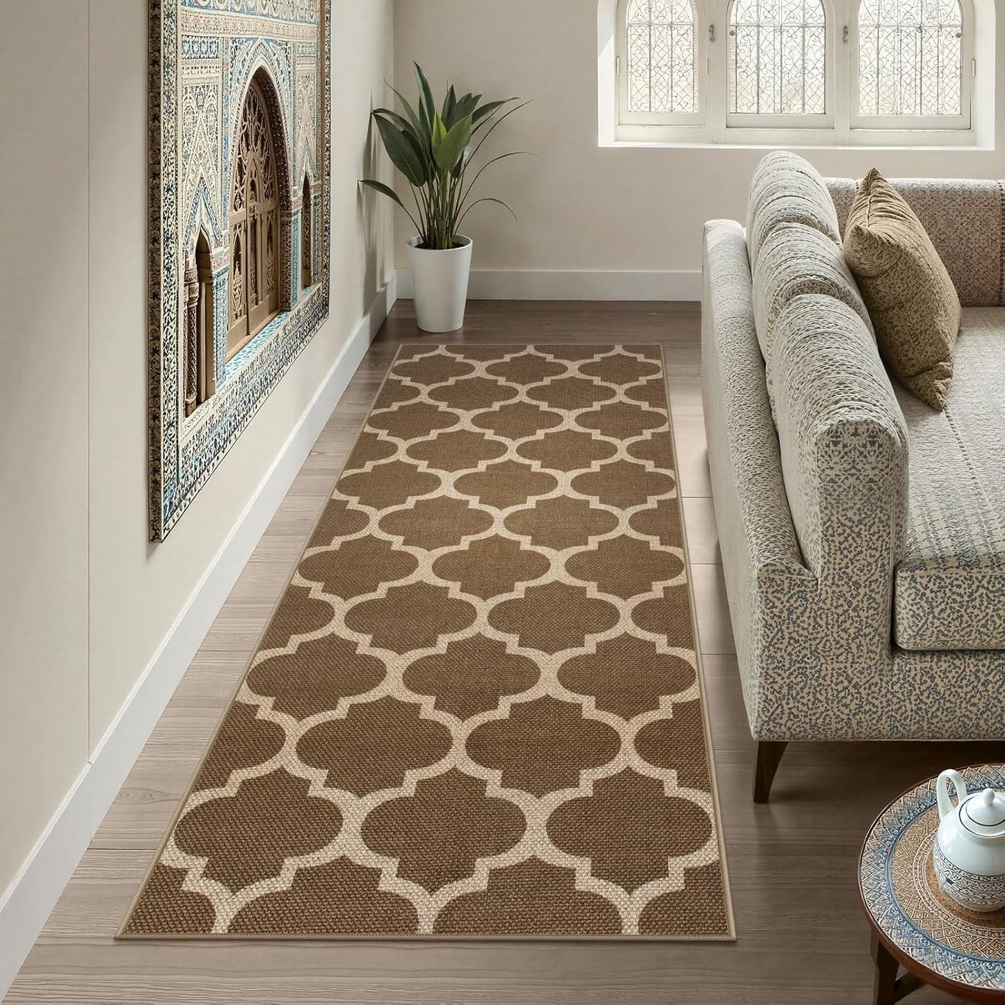 Lahome Moroccan Jute Rug Runner for Hallways and Entryways