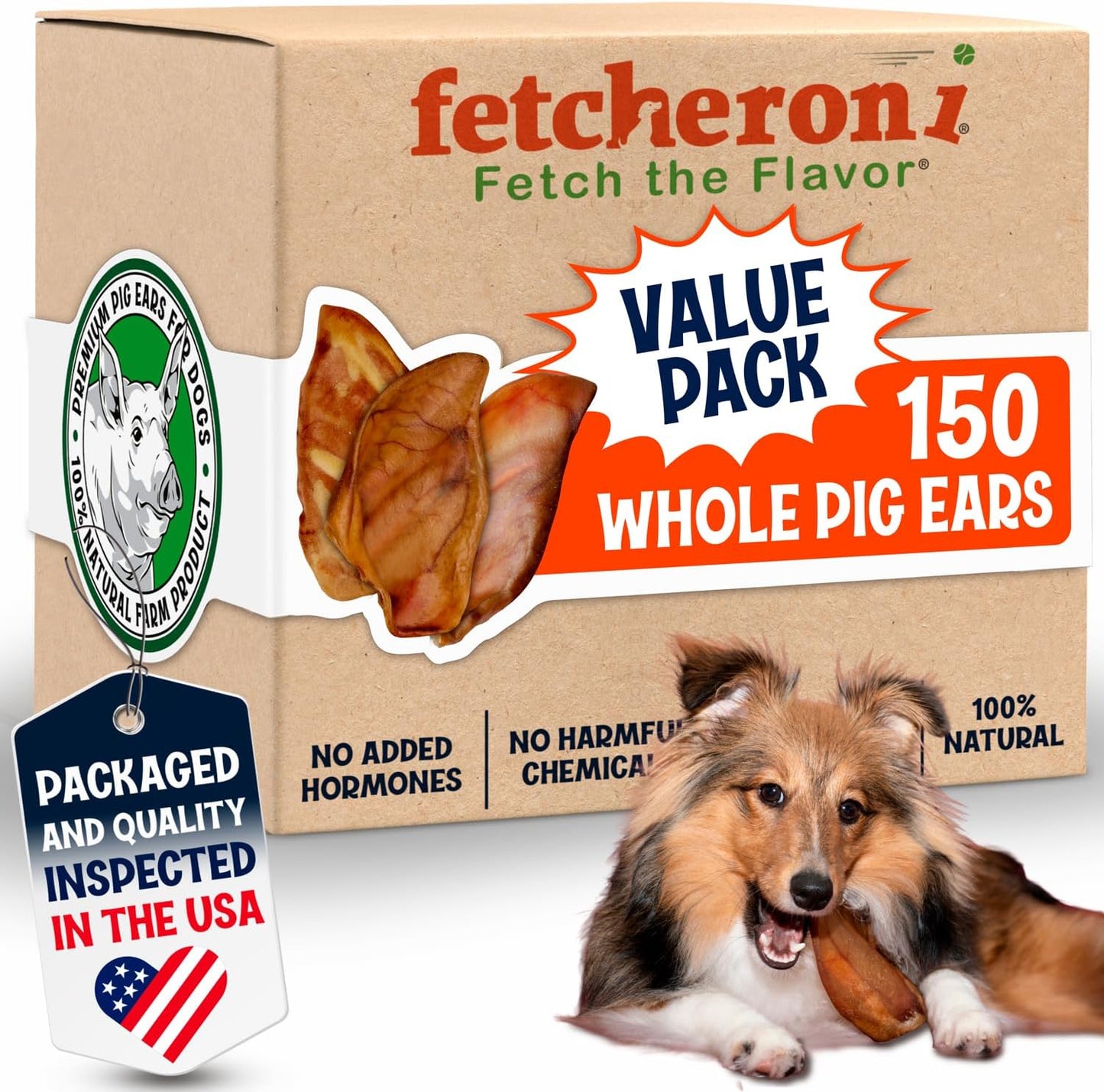 Whole Pig Ears for Dogs Large - Natural Chews for Aggressive Chewers