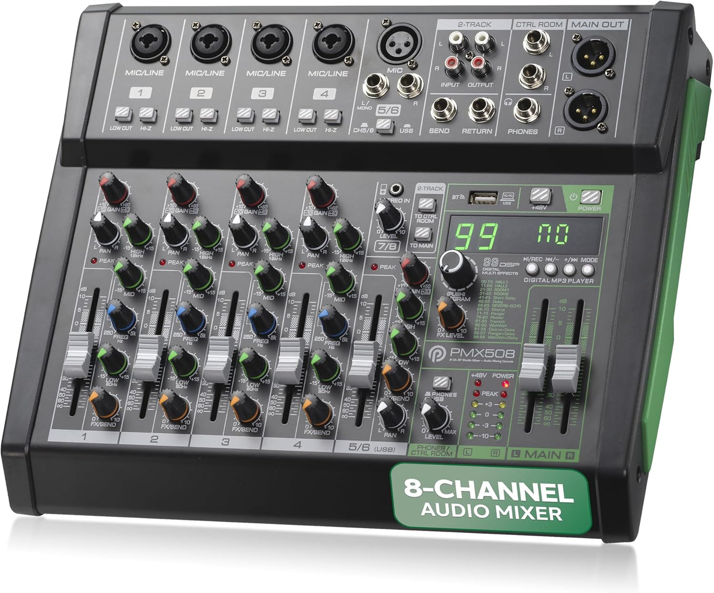 Pyle 8-Channel Audio Mixer for DJs and Professionals
