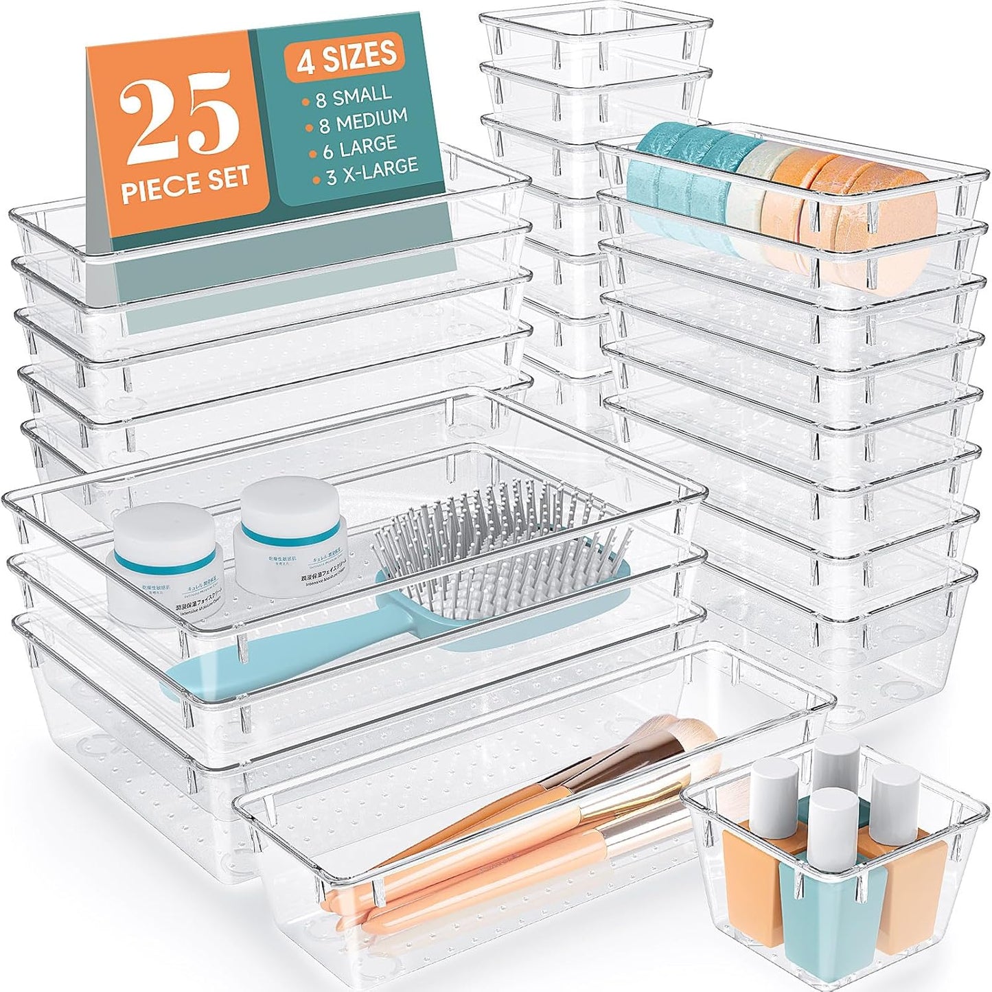 Clear Plastic Drawer Organizer Set - Declutter Any Space!