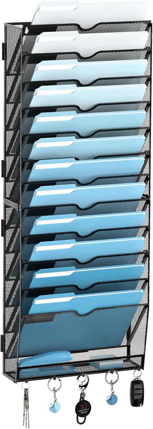 SUPEASY 13-Tier Wall File Organizer for Home and Office Use