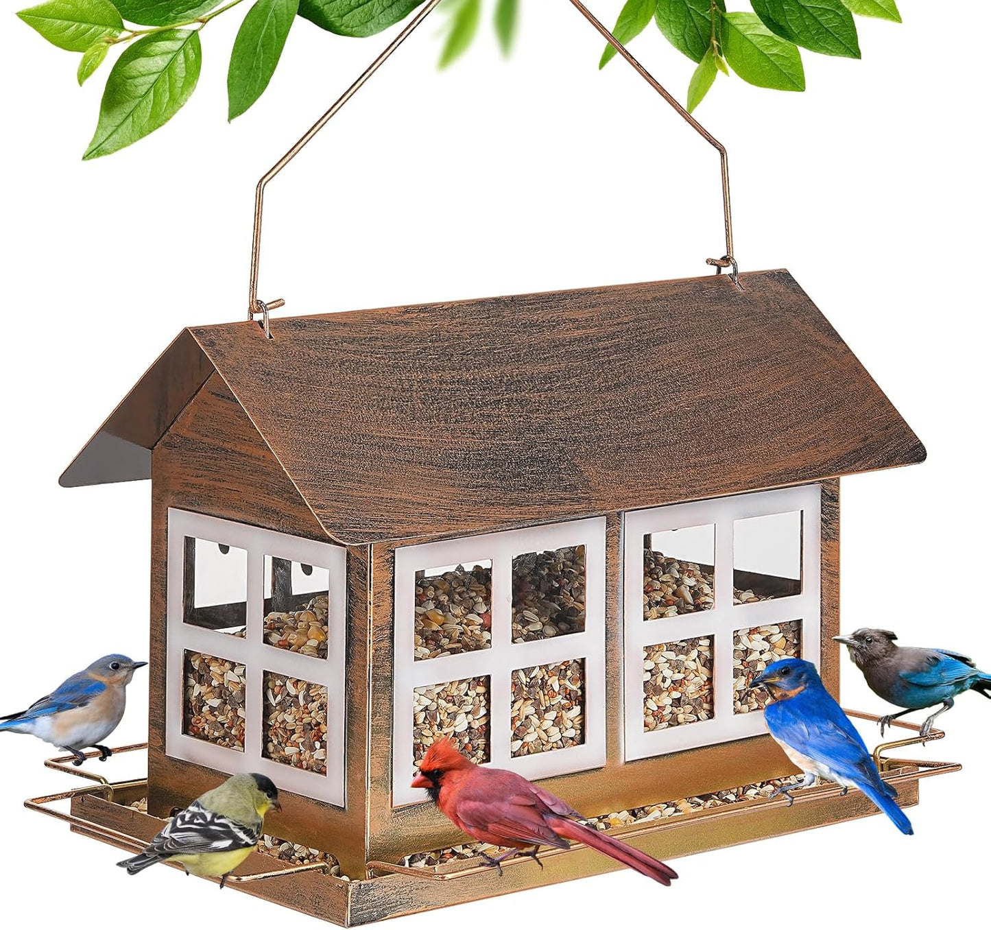 Heavy Duty Metal Bird Feeder for Outdoors with Large Capacity