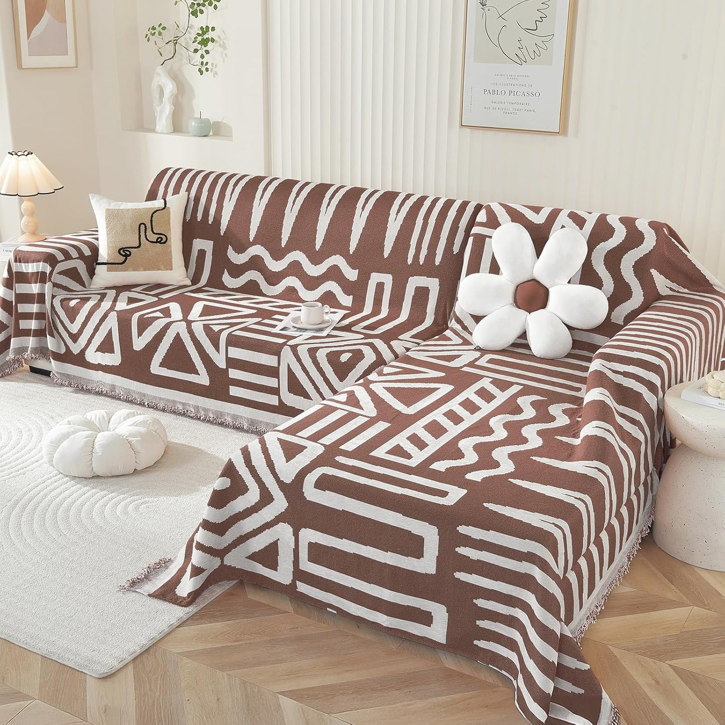OstepDecor Boho Sectional Couch Covers for Stylish Protection