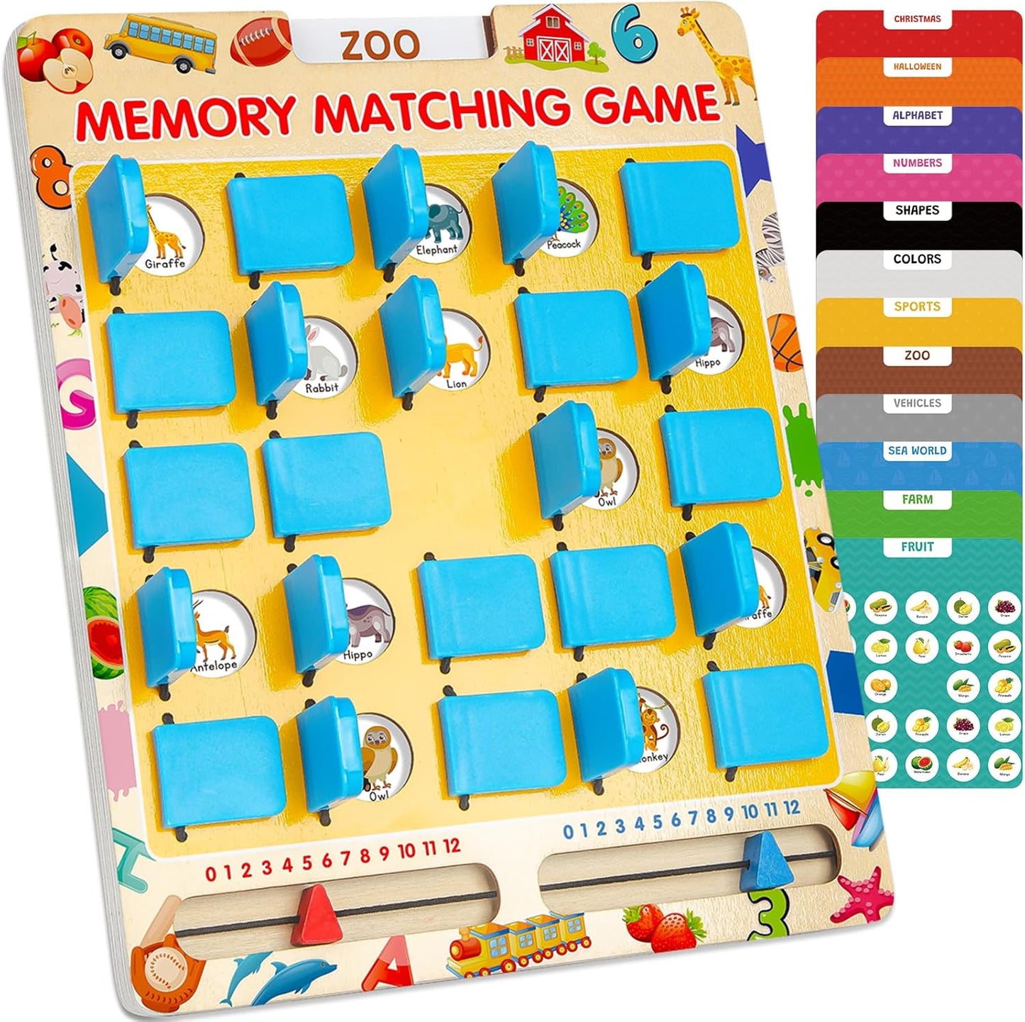 Wooden Matching Memory Game for Kids 3-8 | Travel Toy for Boys & Girls | Road Trip Essential | Ideal Gift