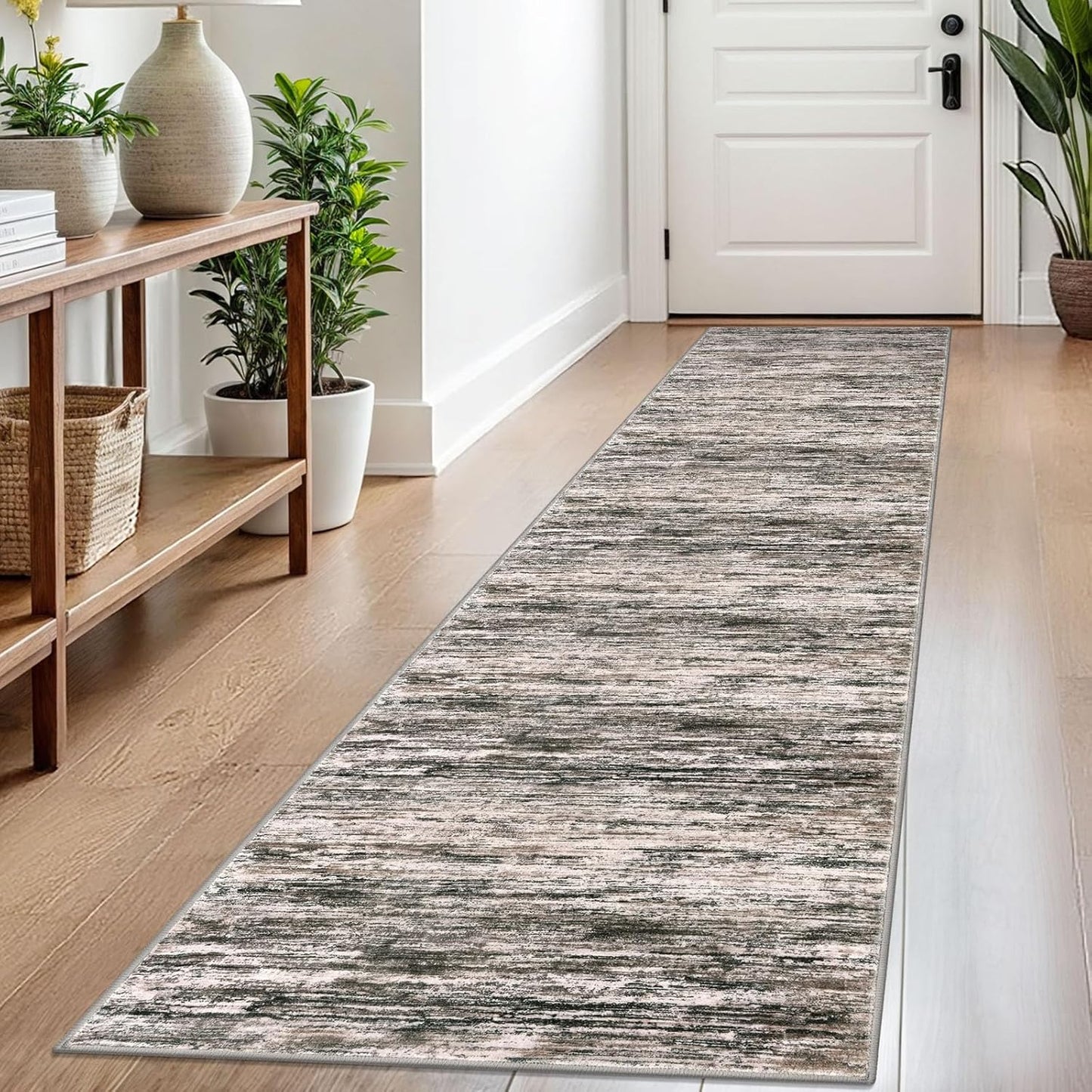 Modern Abstract Runner Rug 2x8 Soft Non-Slip Washable Design