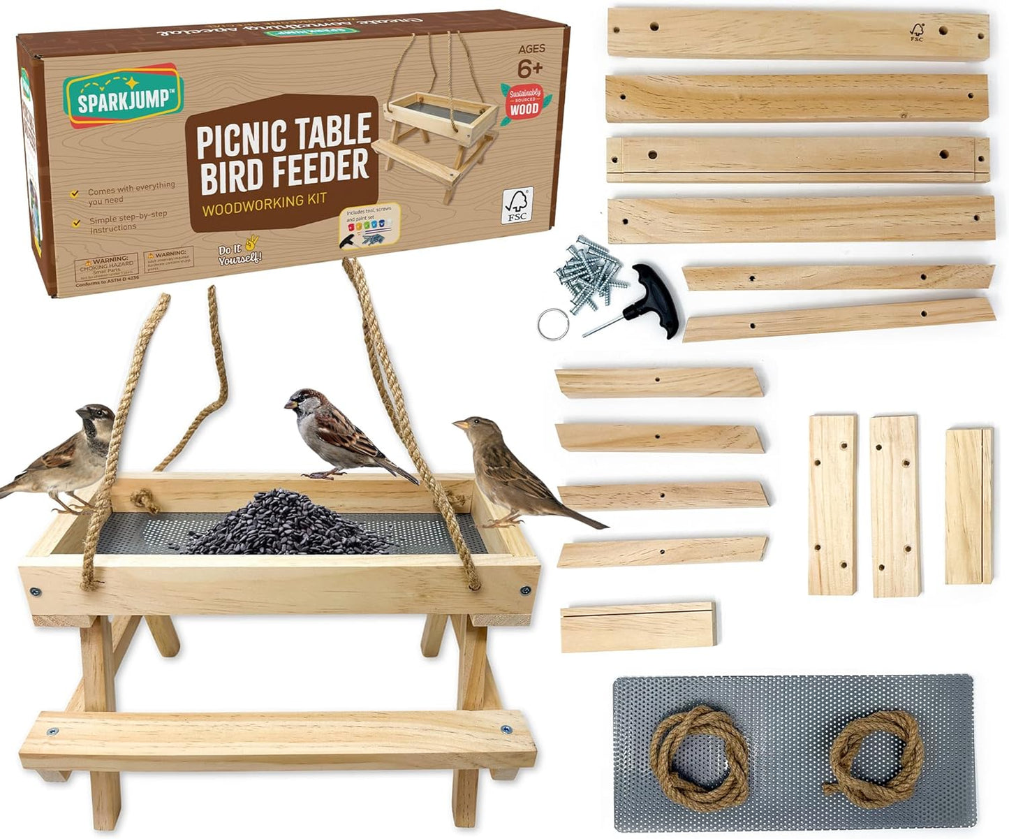 DIY Picnic Table Bird Feeder Kit for Kids and Families Fun