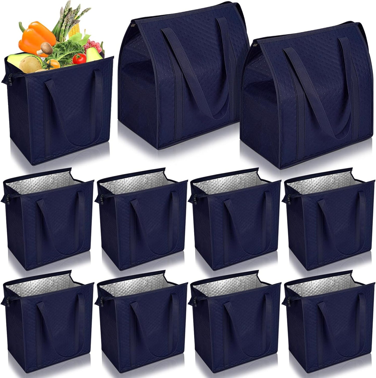 10 Pcs Large Insulated Shopping Bags for Groceries and More