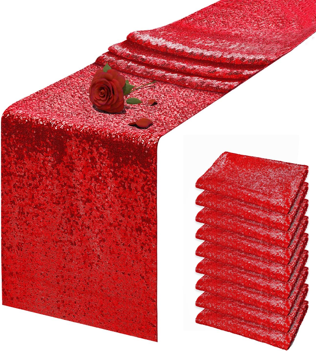 Red Sequin Table Runner 12 x 72 Inches for Events and Parties