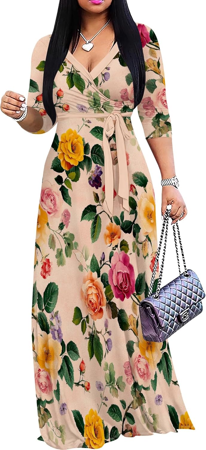 Plus Size Maxi Dresses for Women - Bohemian Floral Swing Style