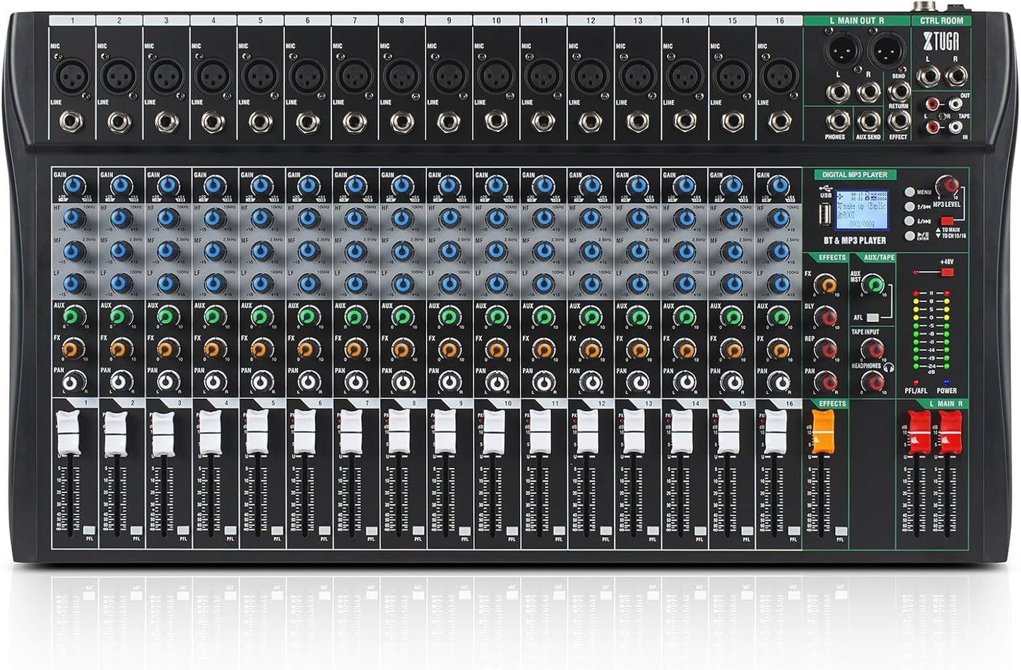 XTUGA 16 Channel Audio Mixer for DJ Live Recording Studio