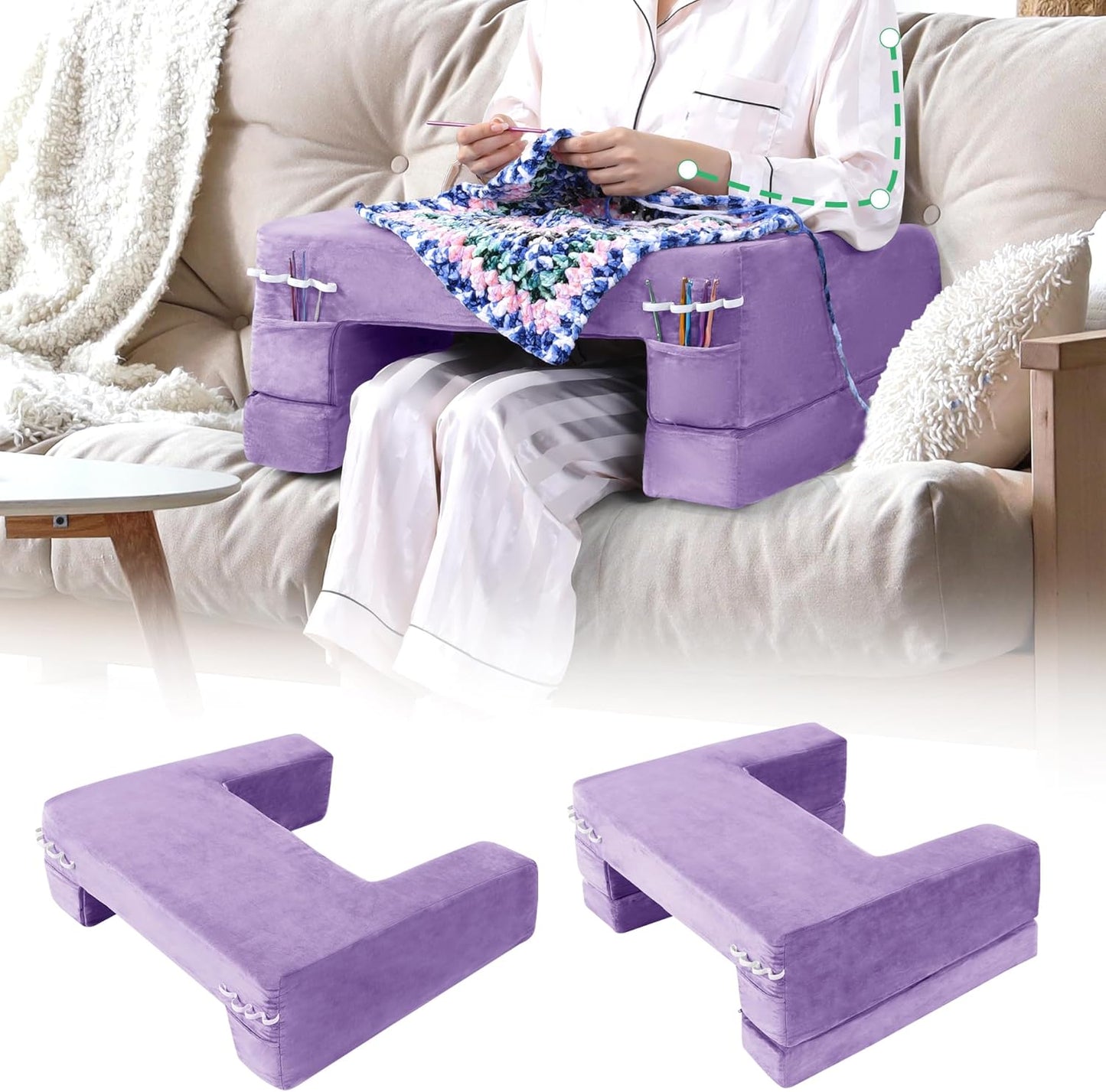 HOMBYS Adjustable Lap Pillow with Side Pocket - Gaming & Reading Support